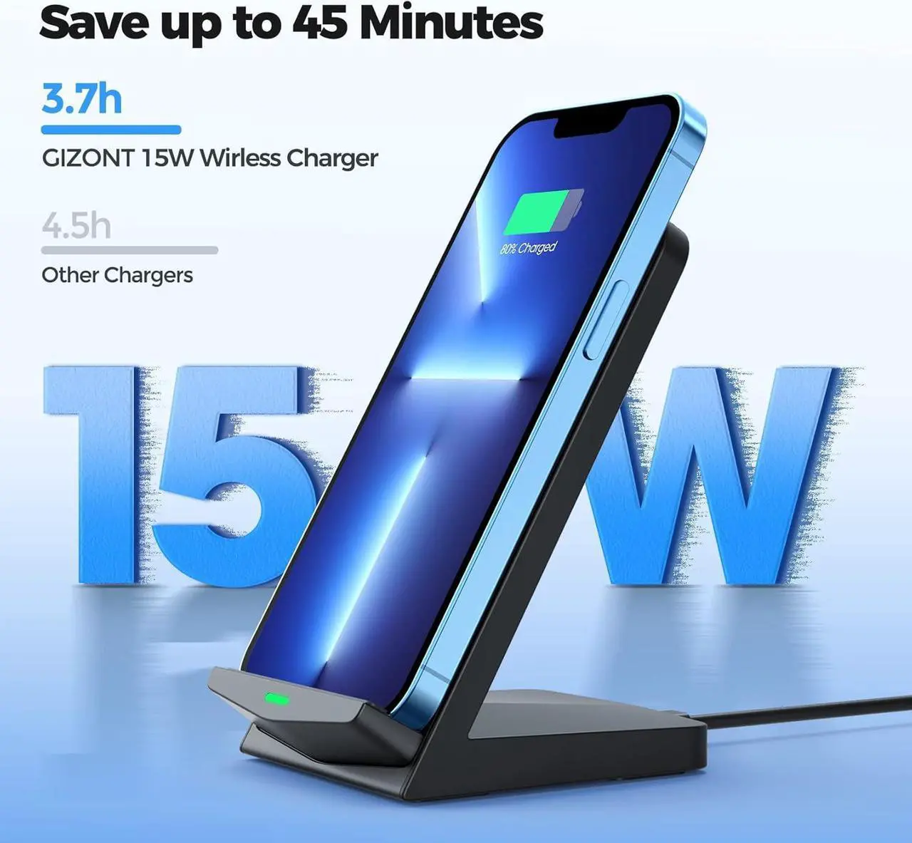 Alt view image 2 of 7 - Wireless Charger [2 Pack] 15W Fast Wireless Charging Stand Wireless Charger Compatible with iPhone 15/15 Plus/15 Pro Max/14/13/12 /11Pro Max/XR/XS/X/8 Plus Galaxy S23/S22/S21/S20 Note 20/10 Google etc