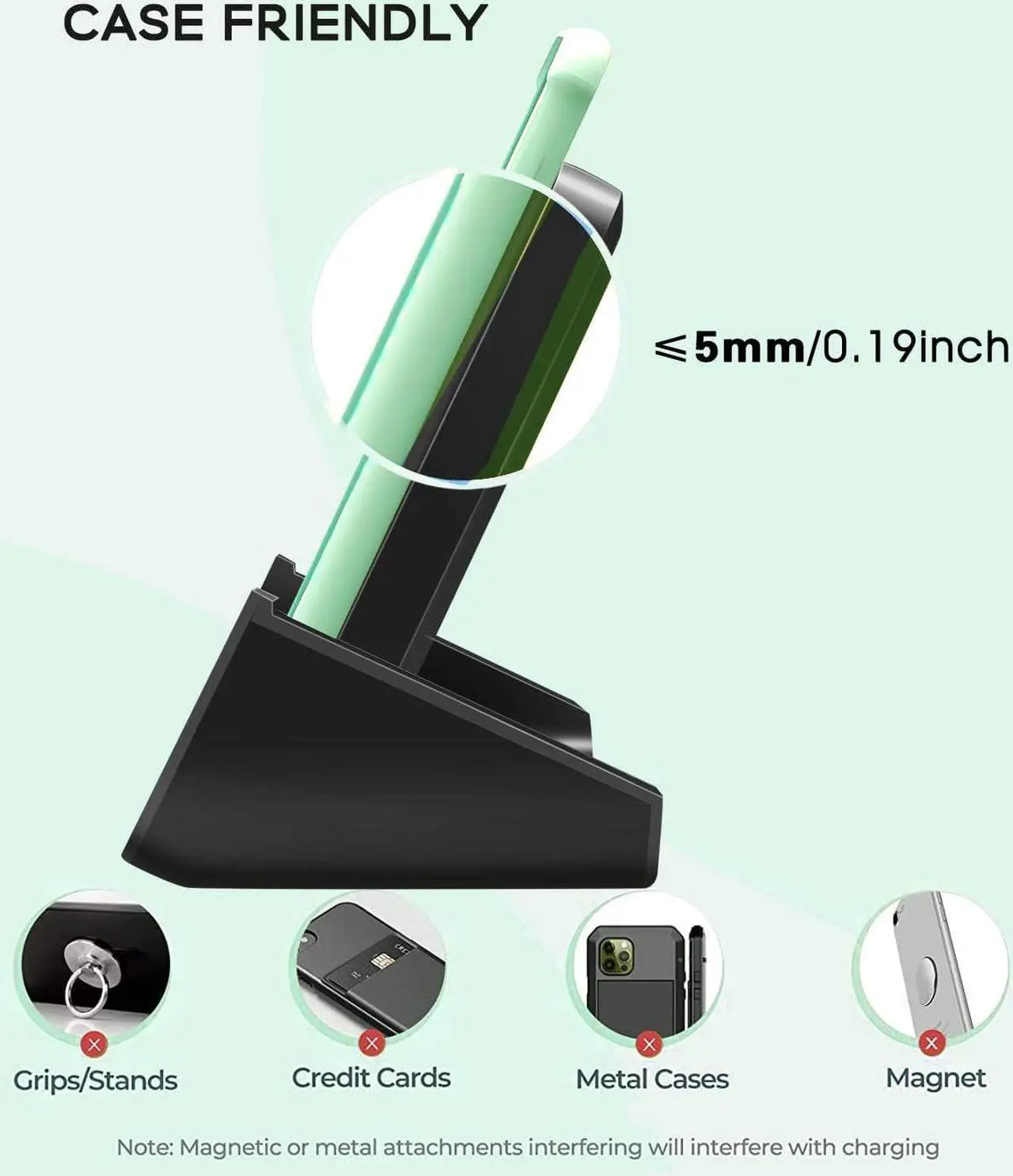 Alt view image 5 of 7 - Wireless Charger YUWISS Wireless Charging Stand Cordless Charger 10/7.5/5W Compatible with iPhone 14 13 12/12 /11Pro Max/XR/XS Max/XS/X/8/8Plus Galaxy S22/S21/S9/S9+/S8/S8+ Note