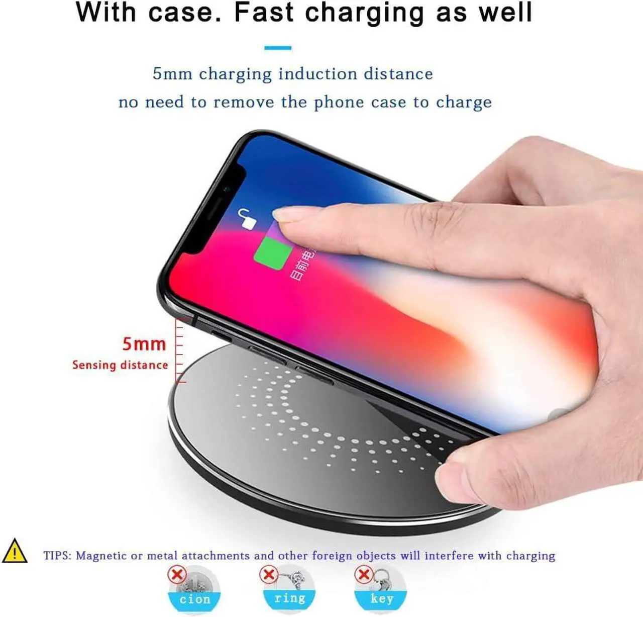 Alt view image 2 of 7 - 30W Fast Wireless Charger Pad Wireless Charging Compatible with  Galaxy S22/S22+/S21/S20/S10 Fast Charger Compatible with iPhone 13/14/12/11 Series