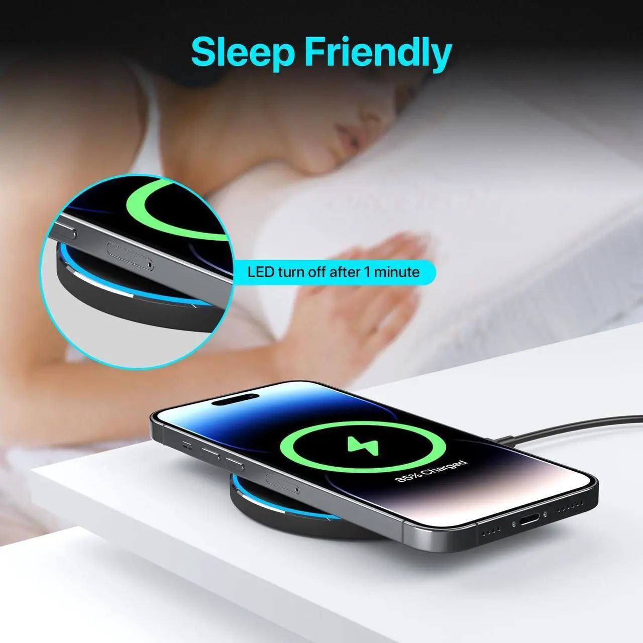 Alt view image 7 of 7 - 30W Fast Wireless Charger Pad Wireless Charging Compatible with  Galaxy S22/S22+/S21/S20/S10 Fast Charger Compatible with iPhone 13/14/12/11 Series