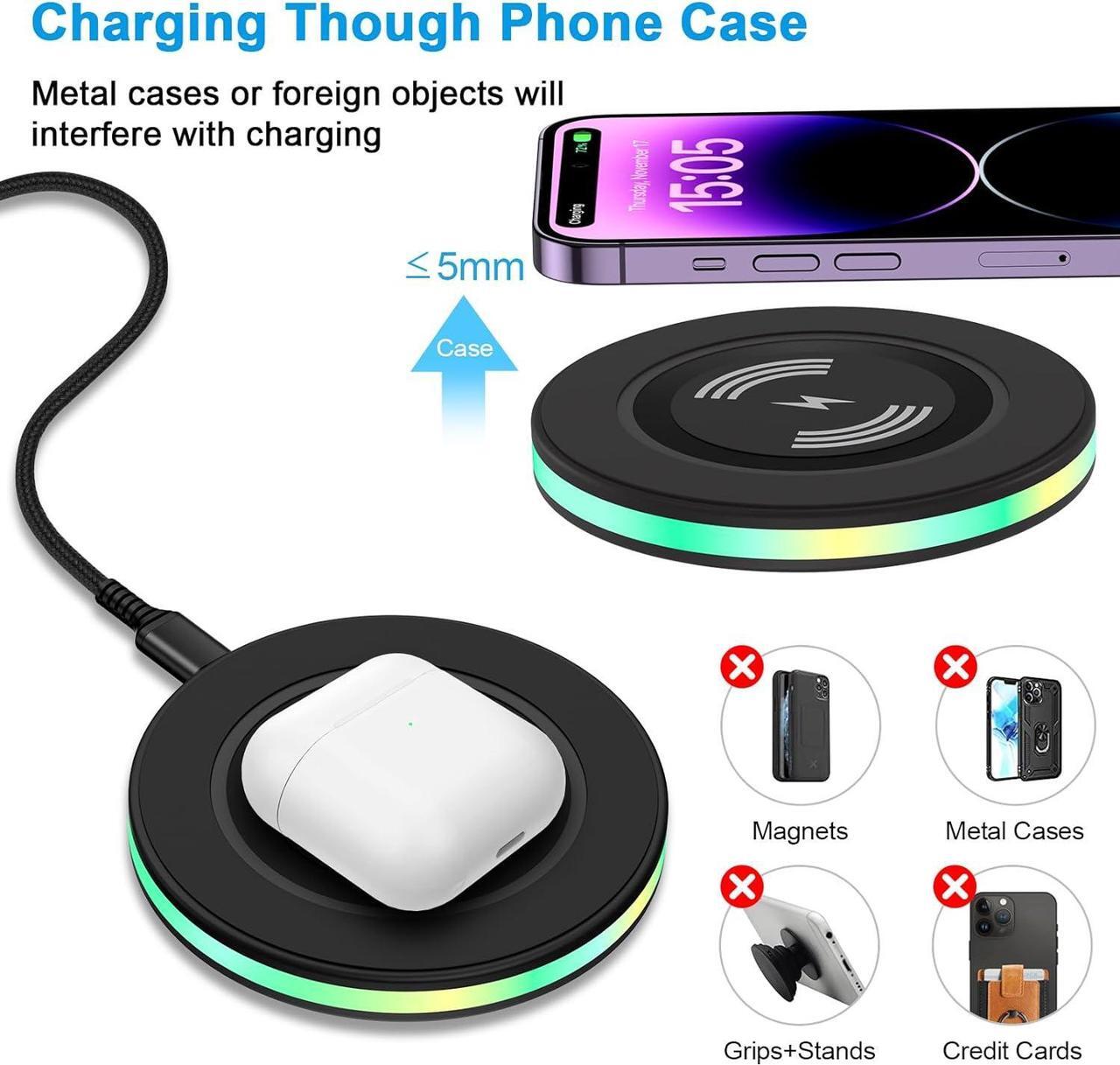 Alt view image 3 of 7 - Android Wireless Charger Fast Charging Pad for  Galaxy S25 Ultra S25+ S25 S24 FE S24 Ultra S24+ S24 S23 S22 S21 S20 FE Pixel Wireless Charger Phone Charger Station for Google Pixel 9 8a 7 Pro