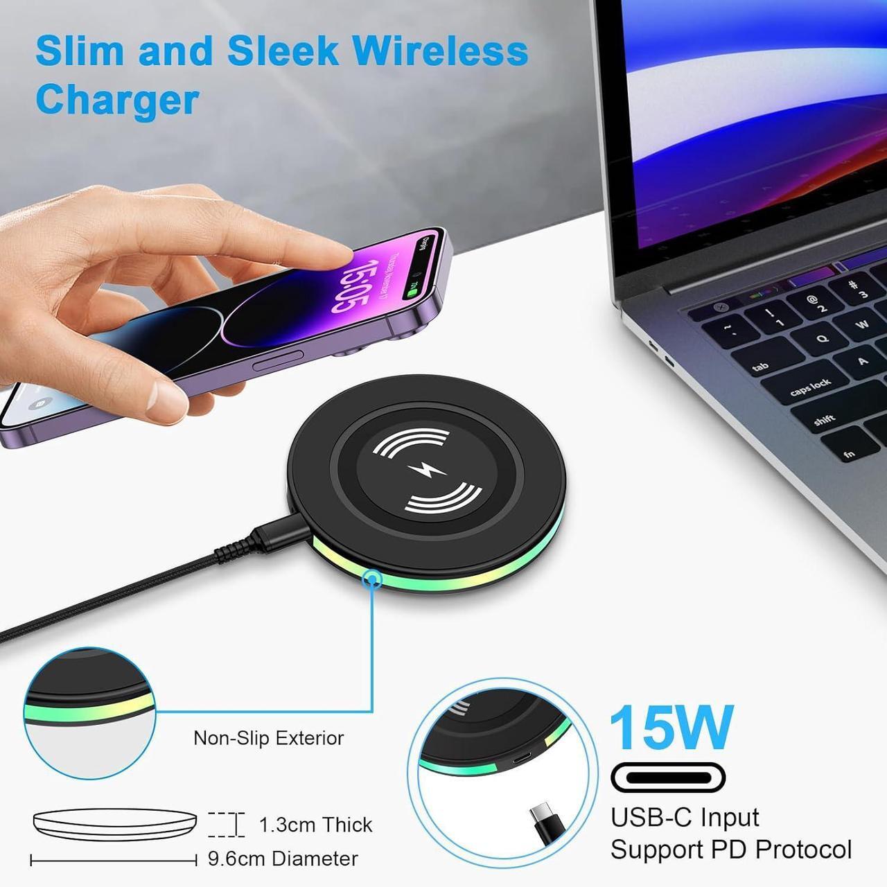 Alt view image 5 of 7 - Android Wireless Charger Fast Charging Pad for  Galaxy S25 Ultra S25+ S25 S24 FE S24 Ultra S24+ S24 S23 S22 S21 S20 FE Pixel Wireless Charger Phone Charger Station for Google Pixel 9 8a 7 Pro