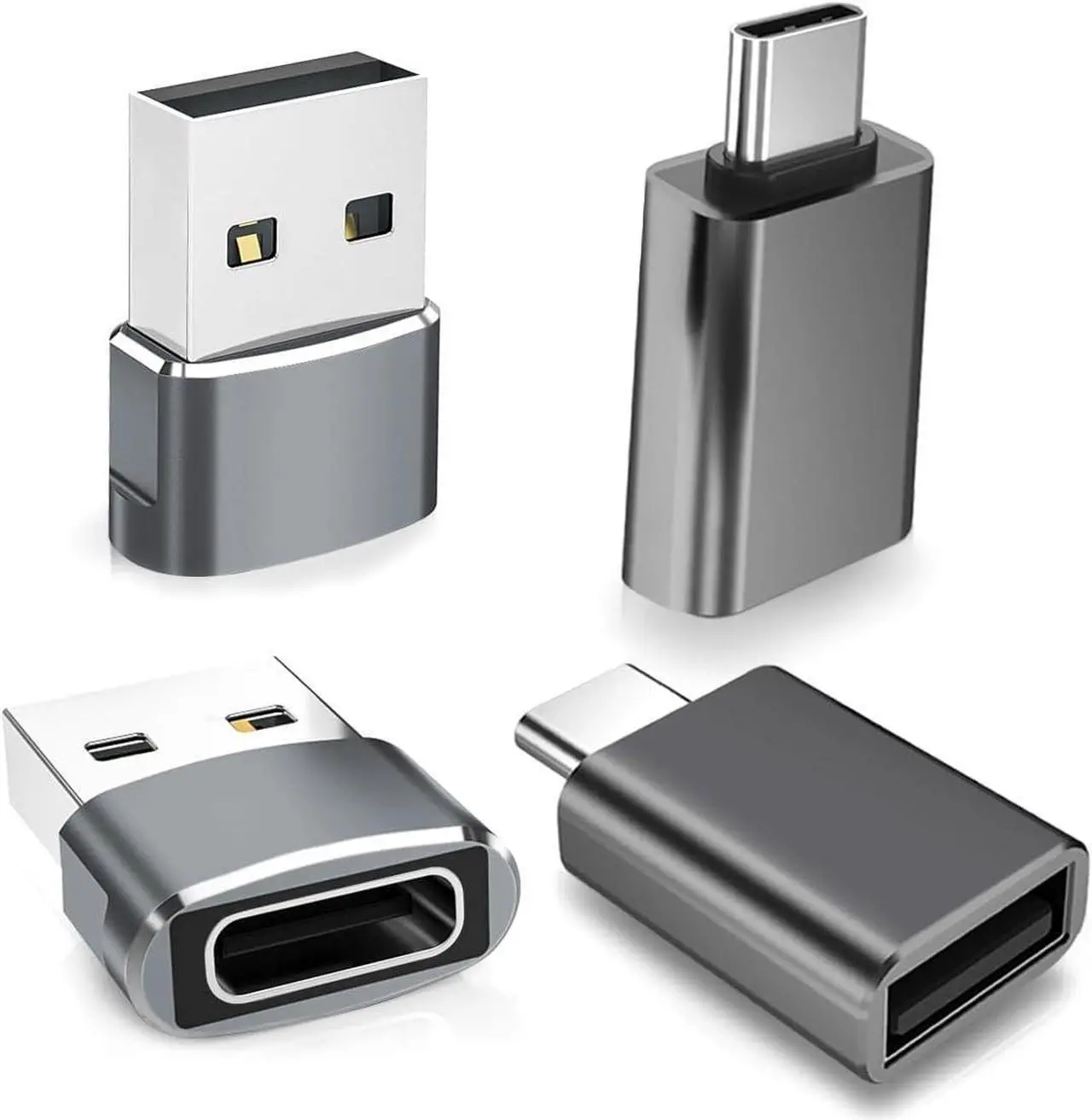 Main image of USB to USB C Adapter with C Male to 3.0 Female Charger 4Pack Thunderbolt 4 OTG Converter for MacBook iPhone 16 15 14 13 Plus Pro Max Mini  Galaxy AI S24 S23 22 Ultra iPad Air AirPods
