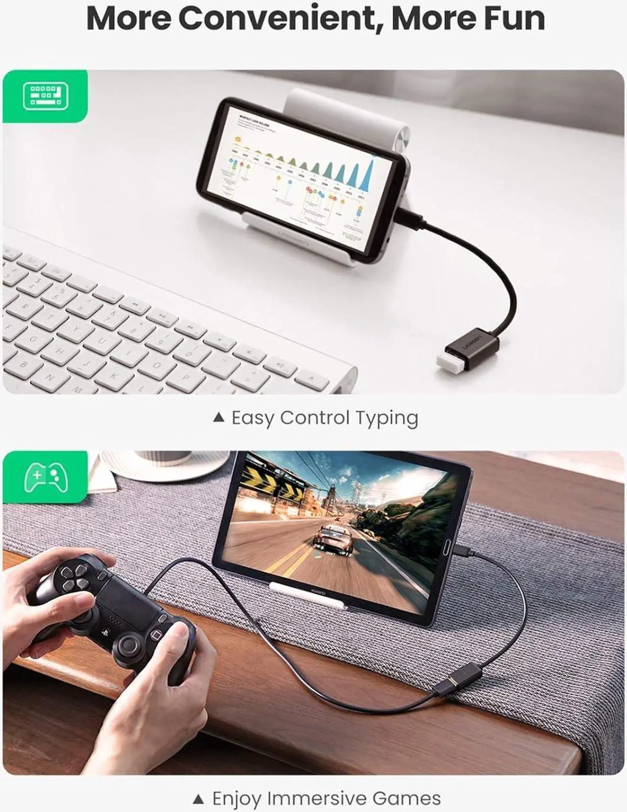 Alt view image 4 of 7 - Micro USB to USB Micro USB 2.0 OTG Cable 2 Pack On The Go Adapter Micro USB Male to USB Female for Samsung Phone S7 S6 Edge S4 S3 LG G4 DJI Spark Mavic Remote Controller Android Tablets Black