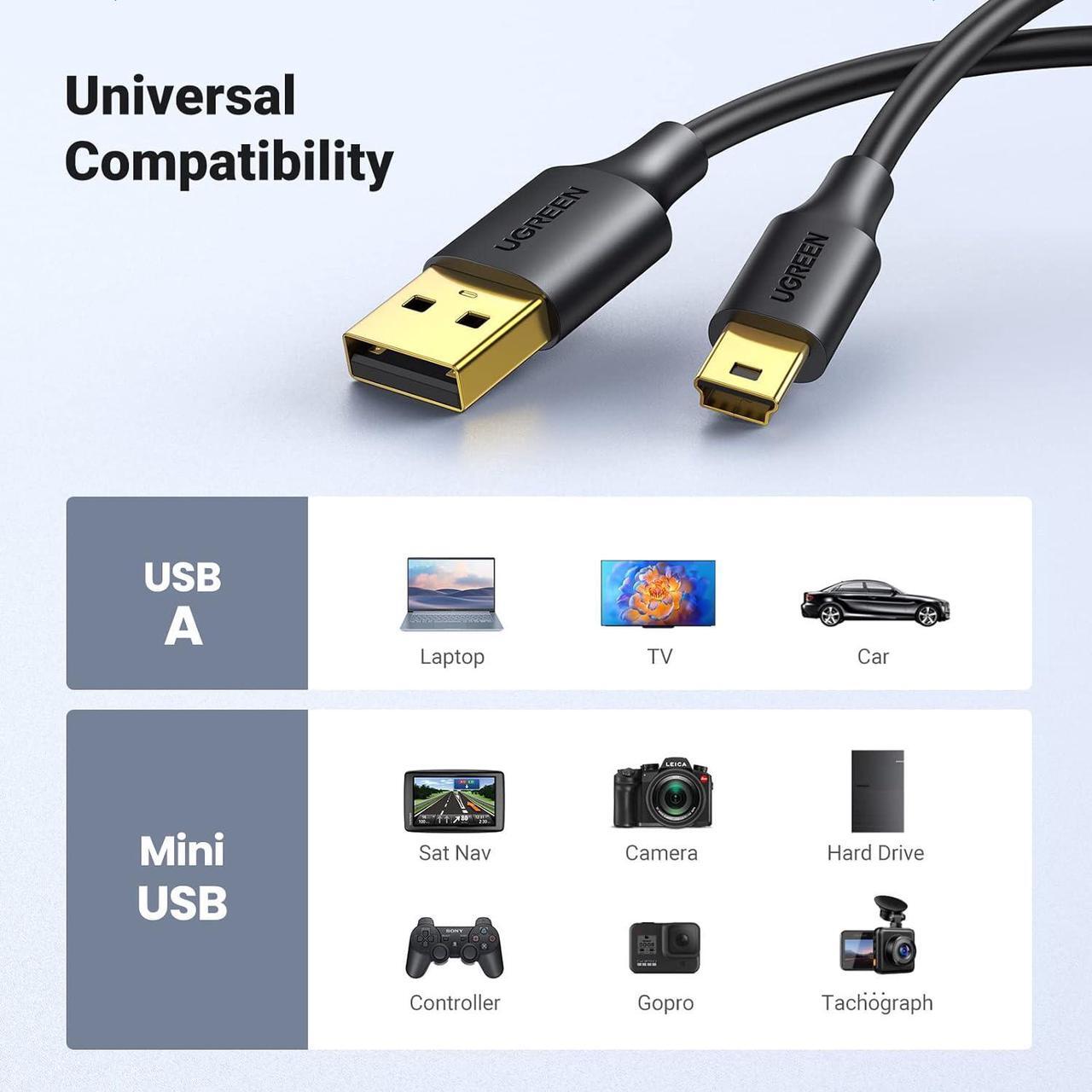 Alt view image 2 of 7 - Mini USB Cable 10 FT USB Mini Cable Mini USB 2.0 Cable USB Mini B Cord Mini USB Charger Cable Compatible with Garmin Nuvi GPS SatNav Dash Cam Camera PS3 Controller Hard Drive GoPro Hero 3+ PDA