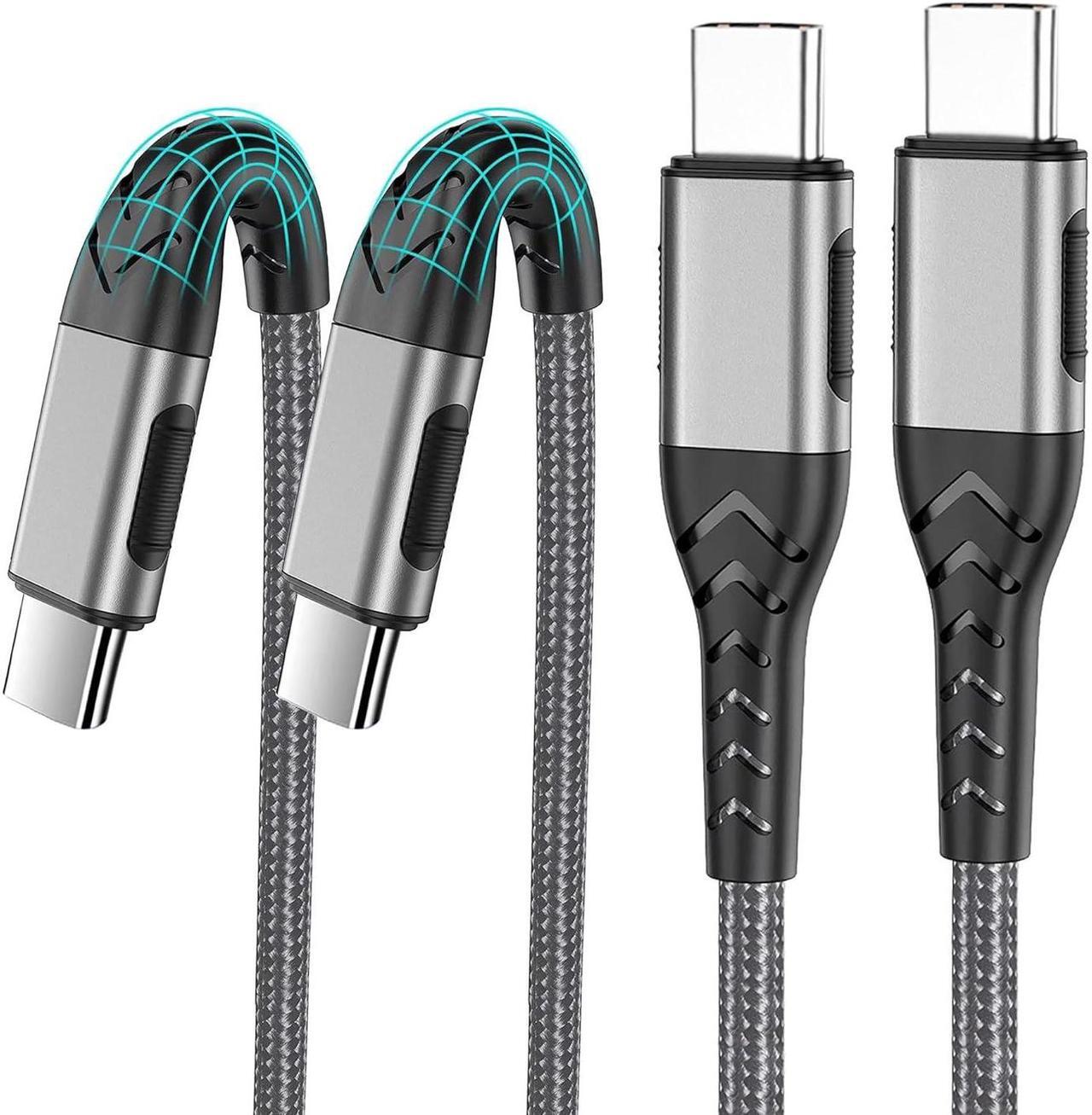 Main image of USB C to USB C Cable 2Pack 100W 10ft USB C Charger Cable Fast Charging for Android/Phone/Pad Type C to Type C Charger Braided USB Cable Compatible with iPhone 16/15 Pro Plus Max Silver