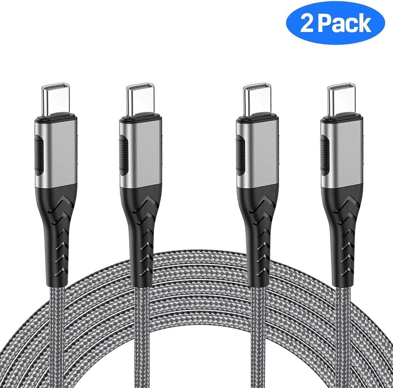 Alt view image 2 of 6 - USB C to USB C Cable 2Pack 100W 10ft USB C Charger Cable Fast Charging for Android/Phone/Pad Type C to Type C Charger Braided USB Cable Compatible with iPhone 16/15 Pro Plus Max Silver