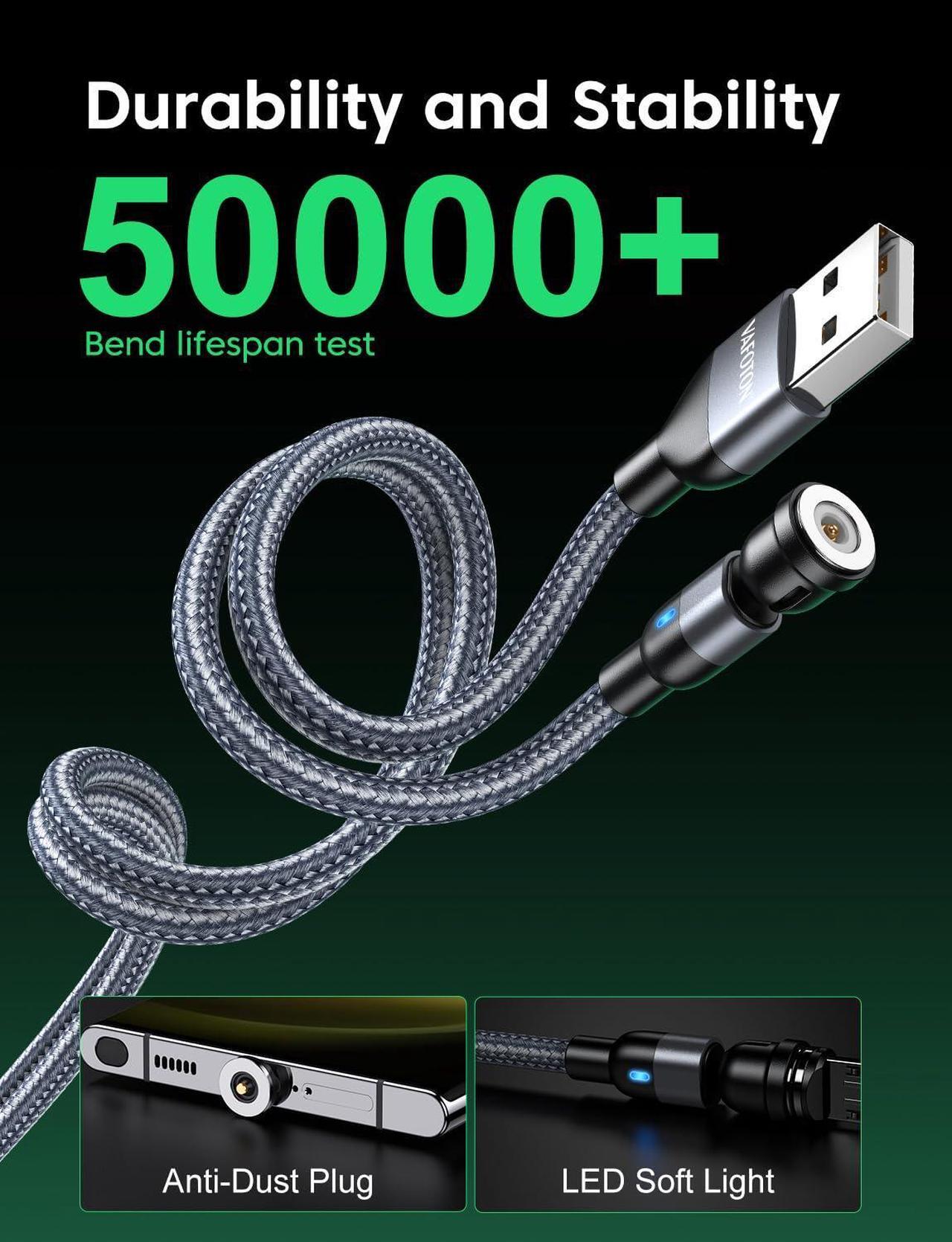 Alt view image 3 of 7 - Magnetic Charging Cable Type C Magnetic Phone Charger Cable for Android Magnetic USB C Cable-Nylon Braided for Type C Micro USB/i-Product (Gary 3.3FT+3.3FT+6.6FT+6.6FT)