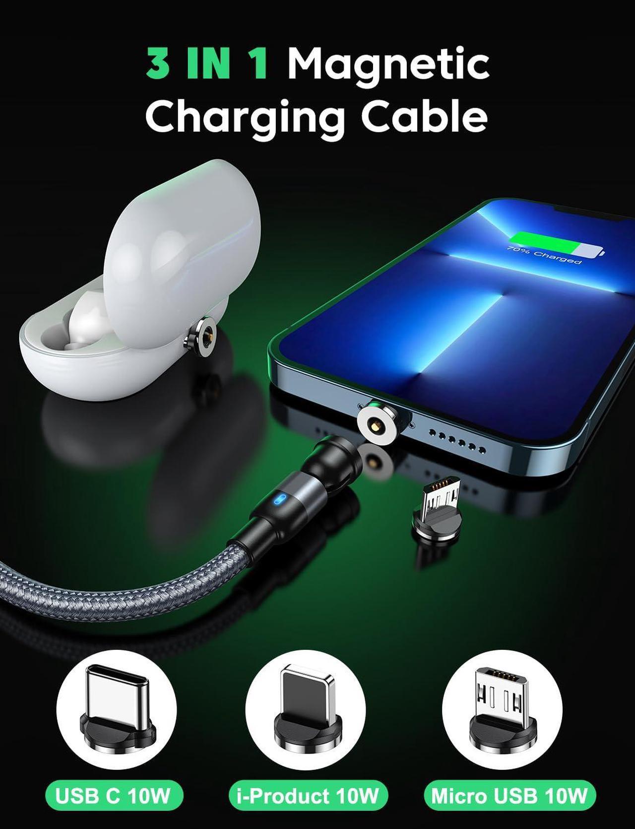 Alt view image 5 of 7 - Magnetic Charging Cable Type C Magnetic Phone Charger Cable for Android Magnetic USB C Cable-Nylon Braided for Type C Micro USB/i-Product (Gary 3.3FT+3.3FT+6.6FT+6.6FT)
