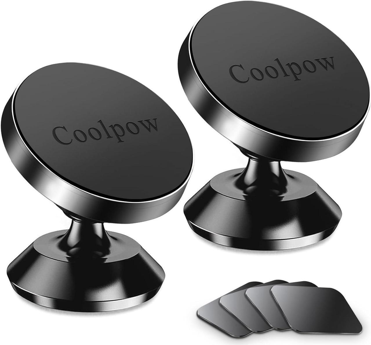 Main image of Coolpow 2-Pack Magnetic Phone Holder for Car Phone Holder MountStrong Magnet Phone Mount for Car Mount for iPhone Magnetic Car Phone Holder4 Plate Cell Phone Holders for Your Car Accessories