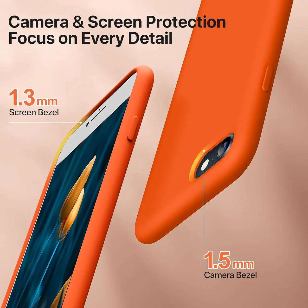 Alt view image 4 of 6 - Ultra Slim Designed for iPhone SE 2022/ SE 2020/iPhone 7/iPhone 8 Case with Screen Protector Multi-Color Silicone Shockproof Phone Case(Orange)