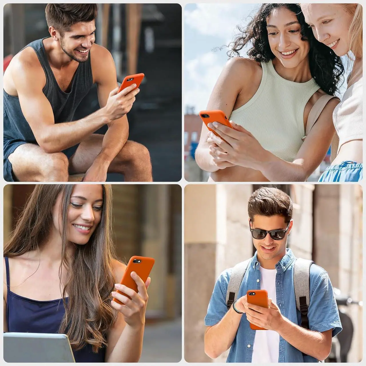 Alt view image 5 of 6 - Ultra Slim Designed for iPhone SE 2022/ SE 2020/iPhone 7/iPhone 8 Case with Screen Protector Multi-Color Silicone Shockproof Phone Case(Orange)
