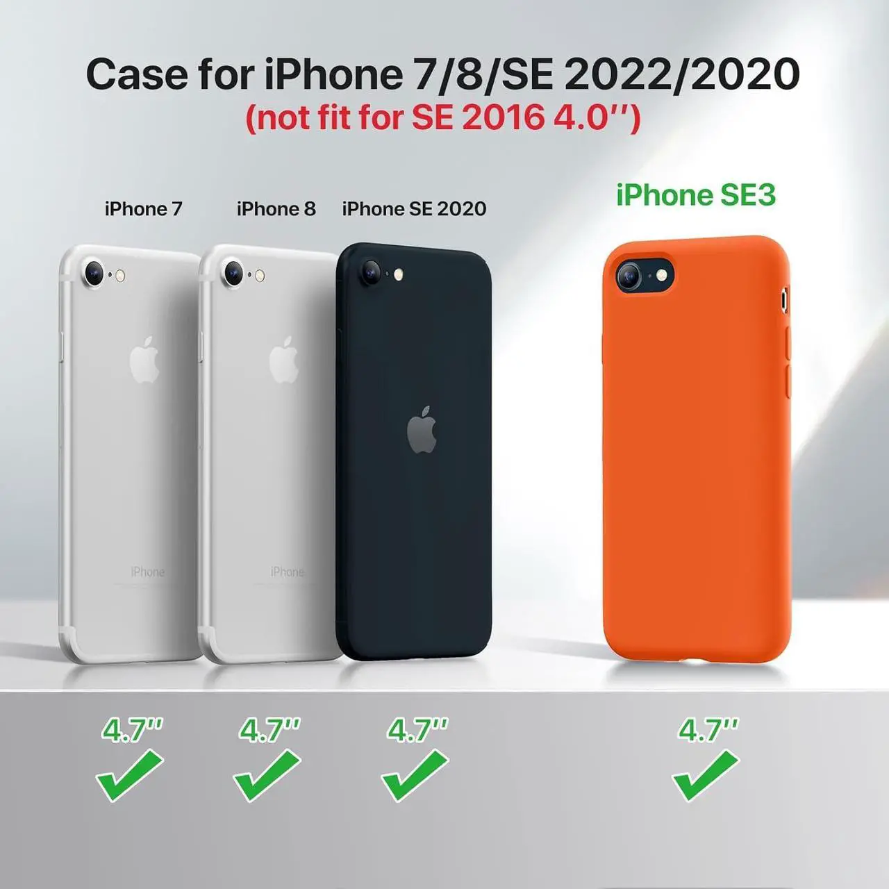 Alt view image 6 of 6 - Ultra Slim Designed for iPhone SE 2022/ SE 2020/iPhone 7/iPhone 8 Case with Screen Protector Multi-Color Silicone Shockproof Phone Case(Orange)
