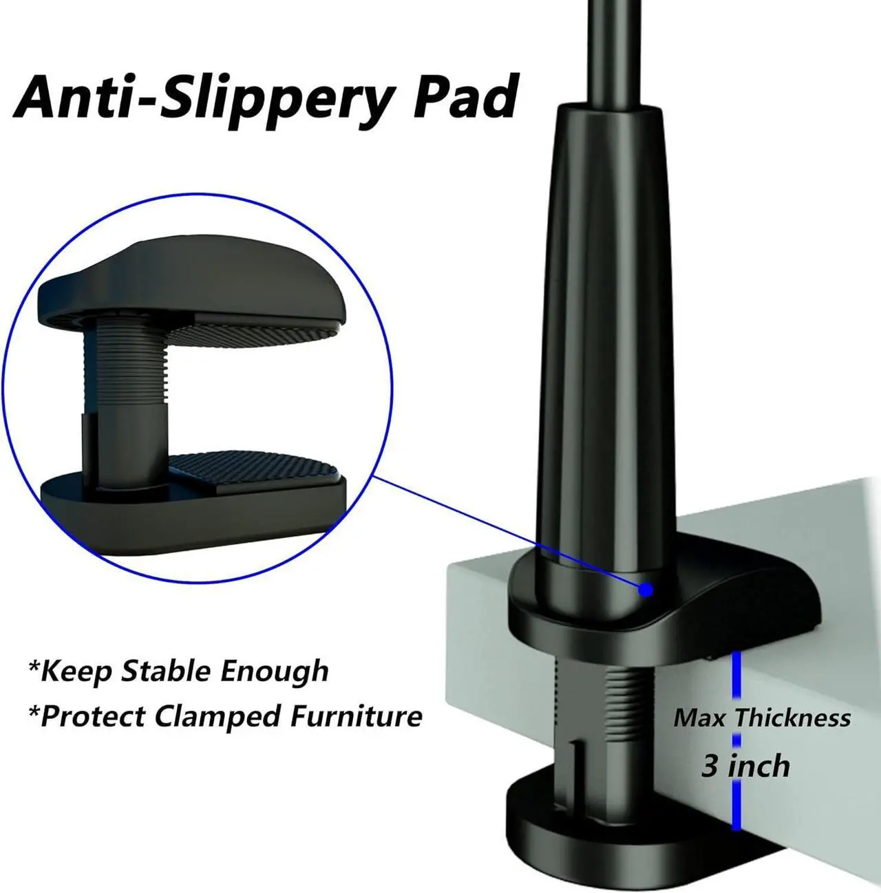 Alt view image 5 of 7 - Cell Phone Clip Bed Stand Holder with Grip Flexible Long Arm Gooseneck Bracket Mount Clamp for Desk Compatible with iPhone 14 Pro Max XR X 8 7 6 or Other 3.5-7 Devices (Black)