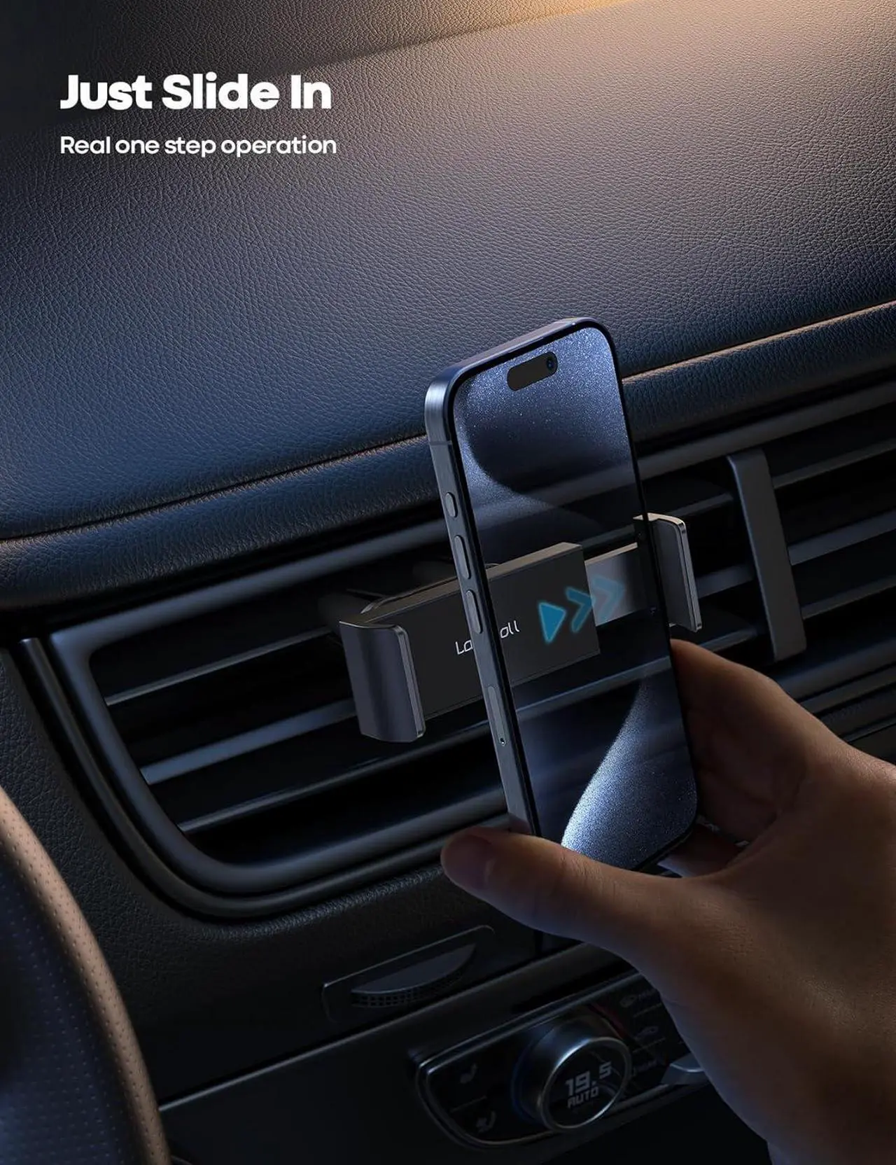 Alt view image 2 of 7 - Car Vent Phone Mount - Air Vent Clip Holder Universal Stand Hands Free Cradle Compatible with Cell Phone 16 15 14 13 12 Mini 11 Pro Xs Max Xr X 8 7 6 6s Plus SE Smartphones Black