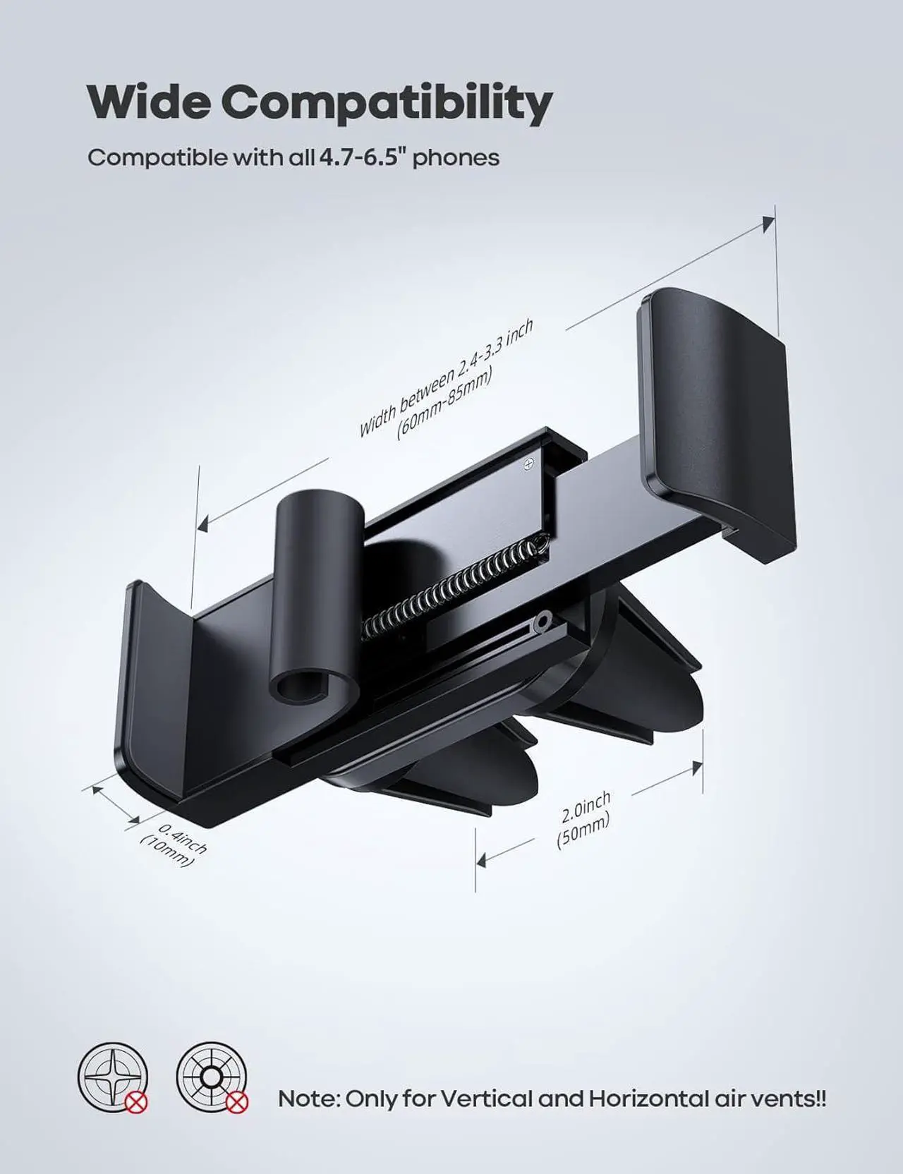 Alt view image 5 of 7 - Car Vent Phone Mount - Air Vent Clip Holder Universal Stand Hands Free Cradle Compatible with Cell Phone 16 15 14 13 12 Mini 11 Pro Xs Max Xr X 8 7 6 6s Plus SE Smartphones Black