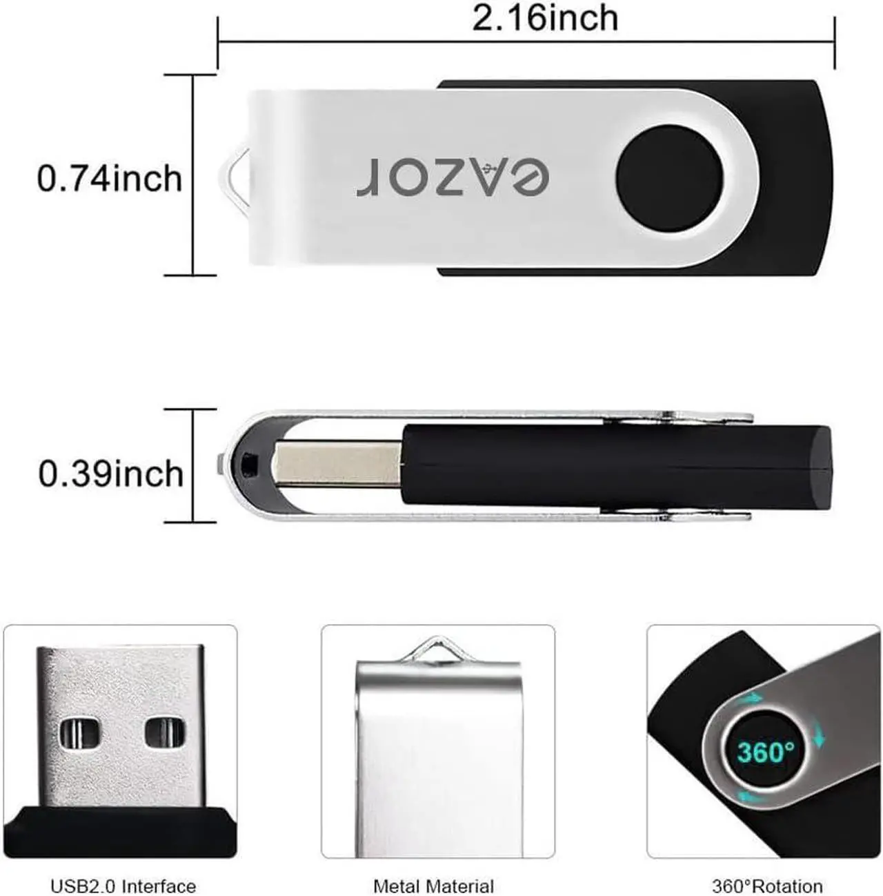 Alt view image 5 of 7 - 64 GB Flash Drive USB Flash Drive Thumb Drive 5 Pack 64GB USB Memory Stick USB Drives for Data Storage - (5 Mixed Colors)
