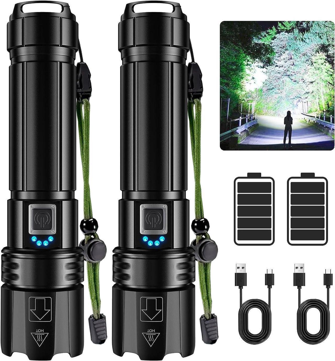 Main image of Flashlights High Lumen Rechargeable, 990,000 Lumens Super Bright LED Flashlight, High Powered Flash Light with 5000 mAh Capacity, Waterproof Handheld Flashlight for Camping Hiking(2 Pack)