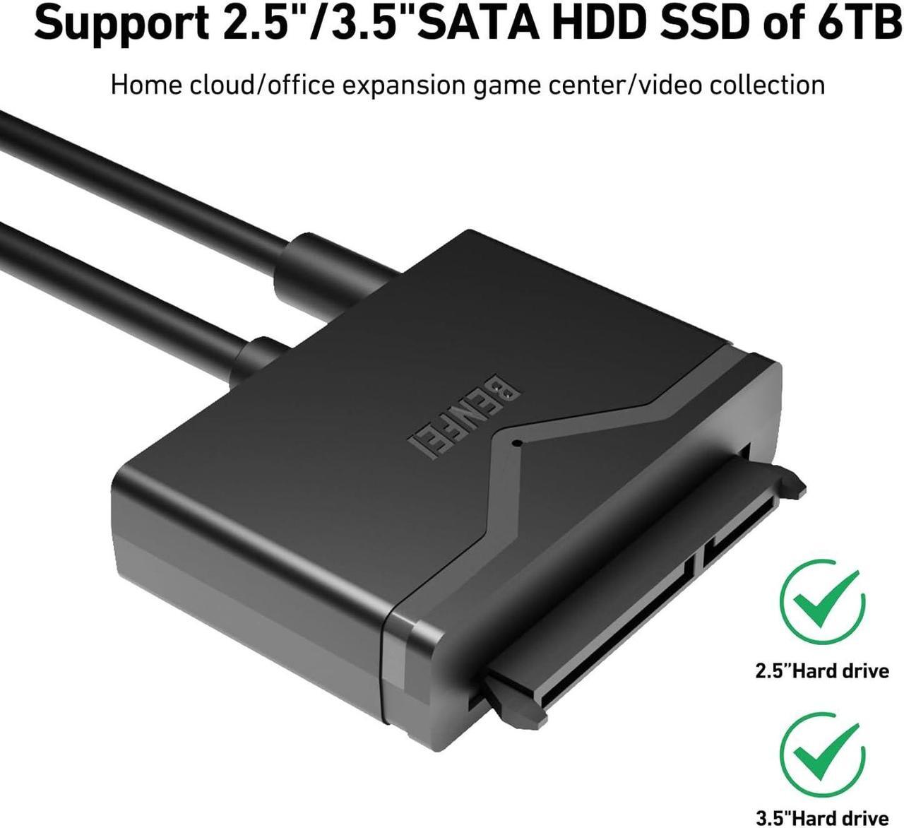 Alt view image 4 of 7 - BENFEI SATA to USB 3.0 Cable, USB 3.0 to SATA III Hard Drive Adapter Compatible for 2.5 3.5 Inch HDD/SSD Hard Drive Disk with 12V/2A Power Adapter, Support UASP