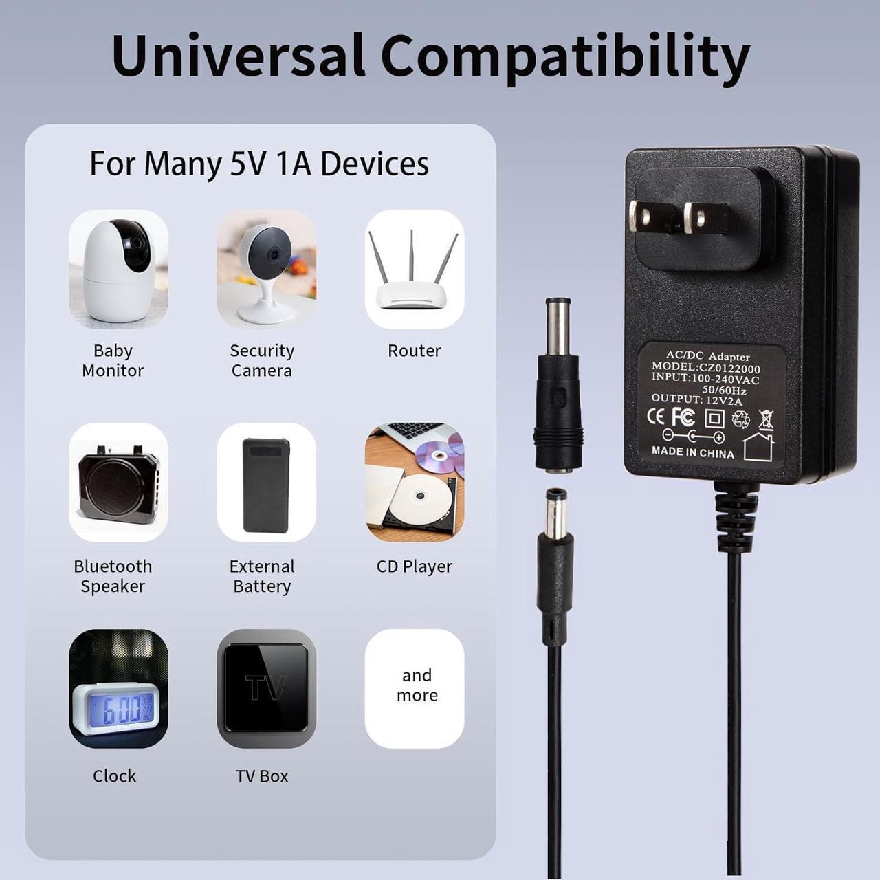 Alt view image 5 of 6 - 5V 1A Power Supply Charger AC Adapter DC 5 Volt 1 Amps Power Adapter 5V Regulated Switching Power Cord for 100mA 200mA 300mA 350mA 400mA 500mA 600mA 700mA 800mA 850mA 900mA 1000mA Electronics