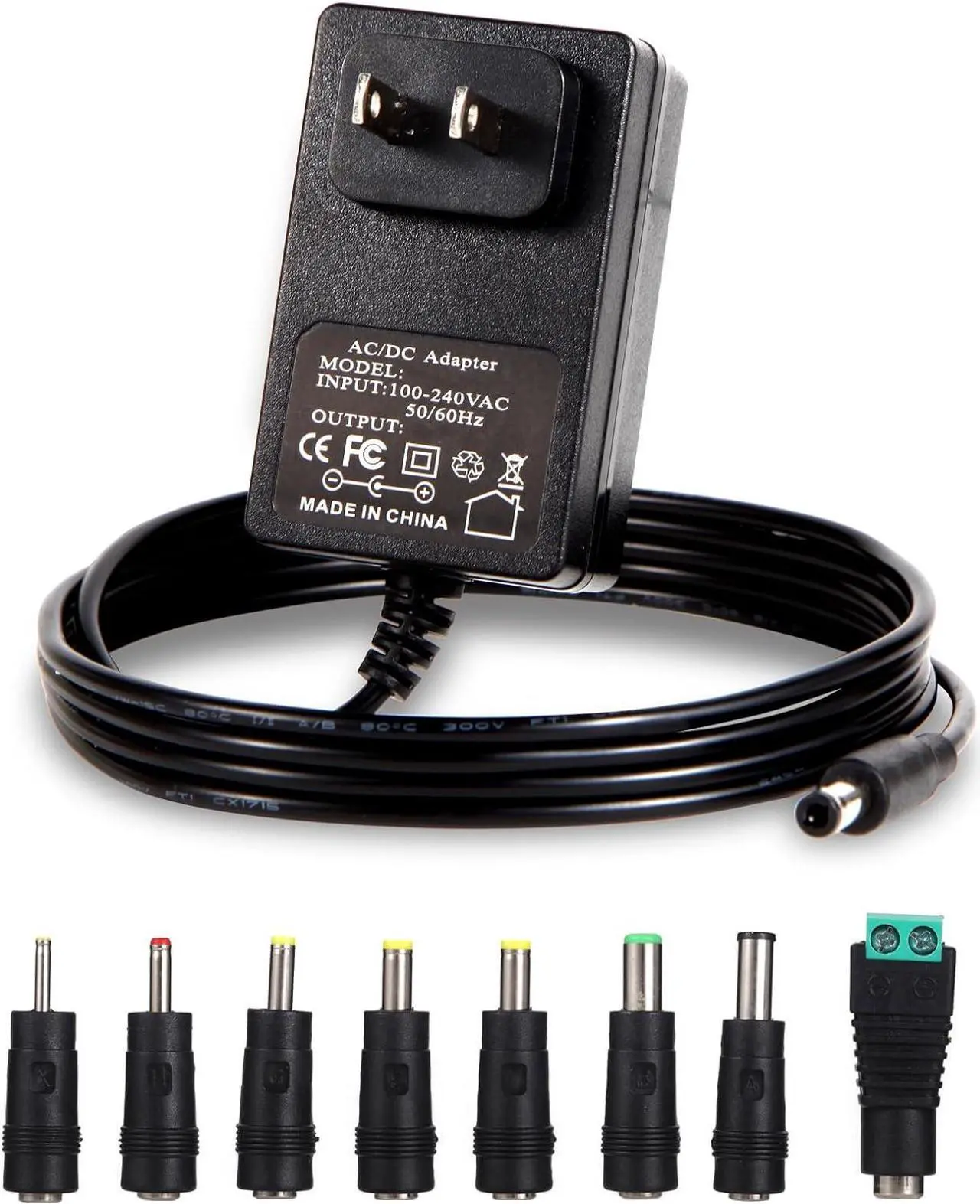 Main image of 6V Power Supply AC Adapter DC 6Volt Power Adapter Charger DC in 6V Power Cord with 8 Interchangeable DC Plug for 100mA 300mA 400mA 500mA 600mA 700mA 800mA 900mA 1000mA 1500mA 2000mA Equipment