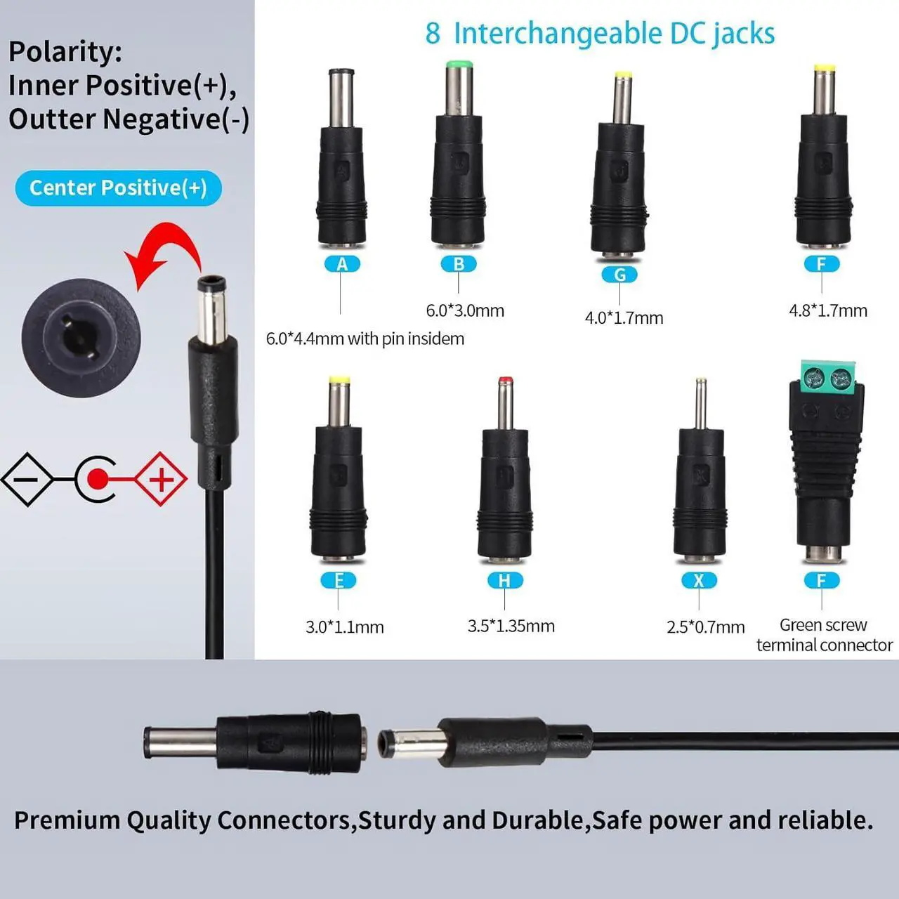 Alt view image 2 of 6 - 6V Power Supply AC Adapter DC 6Volt Power Adapter Charger DC in 6V Power Cord with 8 Interchangeable DC Plug for 100mA 300mA 400mA 500mA 600mA 700mA 800mA 900mA 1000mA 1500mA 2000mA Equipment