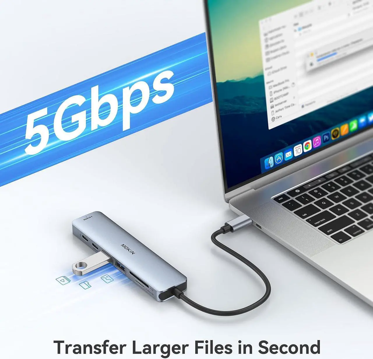 Alt view image 5 of 7 - USB C Hub HDMI Adapter for MacBook Pro/Air, MOKiN 7 in 1 USB C Dongle with HDMI, SD/TF Card Reader, USB C Data Port,100W PD, and 2 USB 3.0 Compatible for MacBook Pro/Air, Dell XPS, Lenovo Thinkpad.