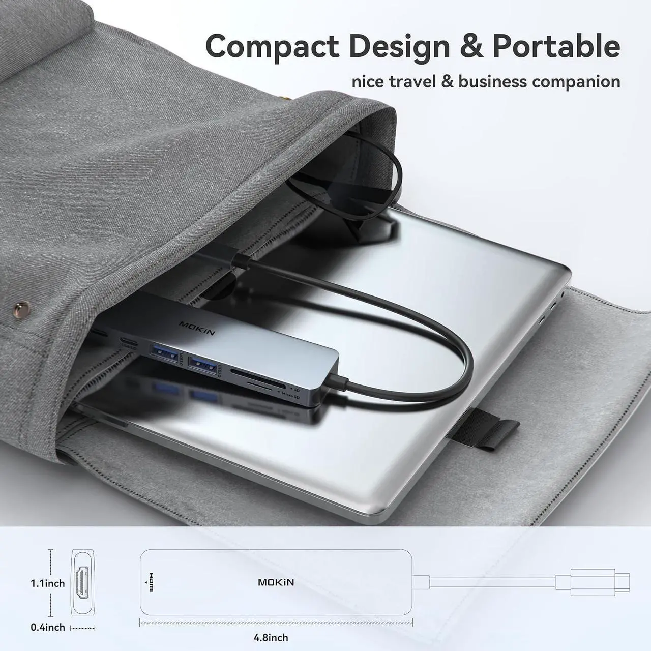 Alt view image 7 of 7 - USB C Hub HDMI Adapter for MacBook Pro/Air, MOKiN 7 in 1 USB C Dongle with HDMI, SD/TF Card Reader, USB C Data Port,100W PD, and 2 USB 3.0 Compatible for MacBook Pro/Air, Dell XPS, Lenovo Thinkpad.