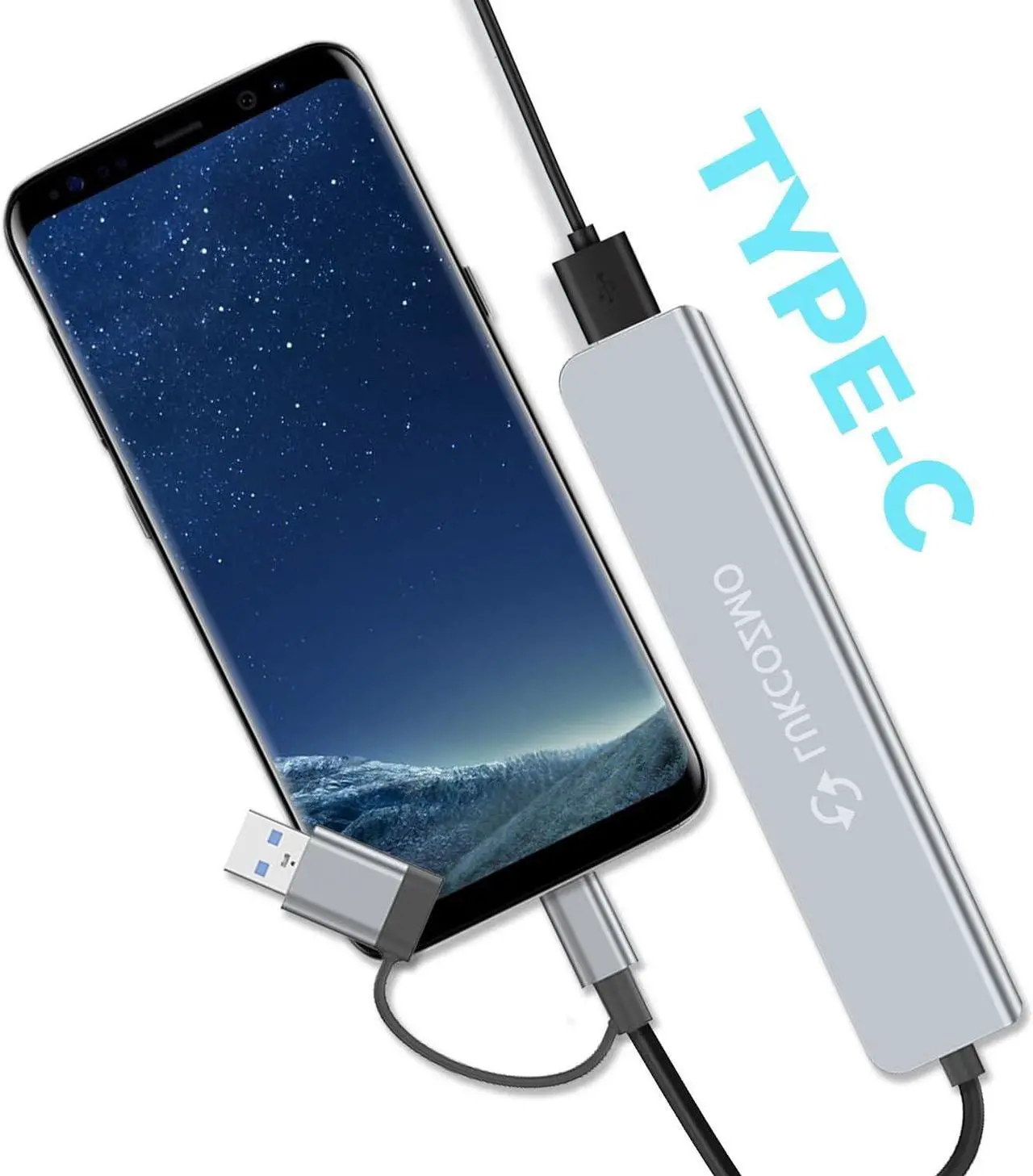Alt view image 6 of 6 - Updated USB Hub USB C Hub USB Splitter Port Extender 7 in 1 USB 3.0 Hub USB Adapter&USB C Splitter 4 USB 1 USBC TF/SD Card Reader Audio Output Compatible with MacBook/Pad Pro/Dell/HP Laptop/Phones