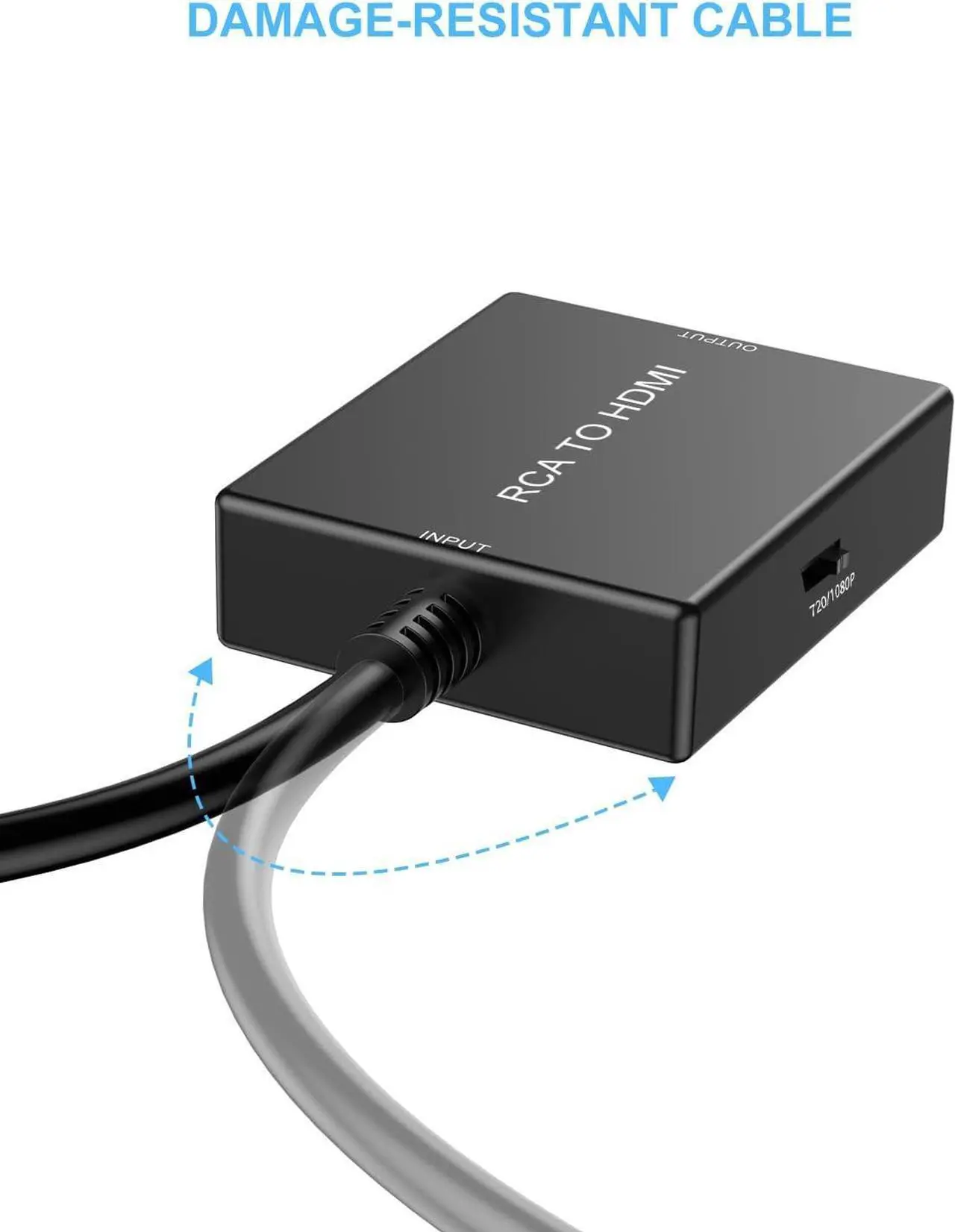 Alt view image 6 of 6 - RCA to HDMI Adapter Converter AV to HDMI Converter with HDMI Cable Supports PAL/NTSC for PS2/VHS/VCR/Blue-Ray DVD ect.