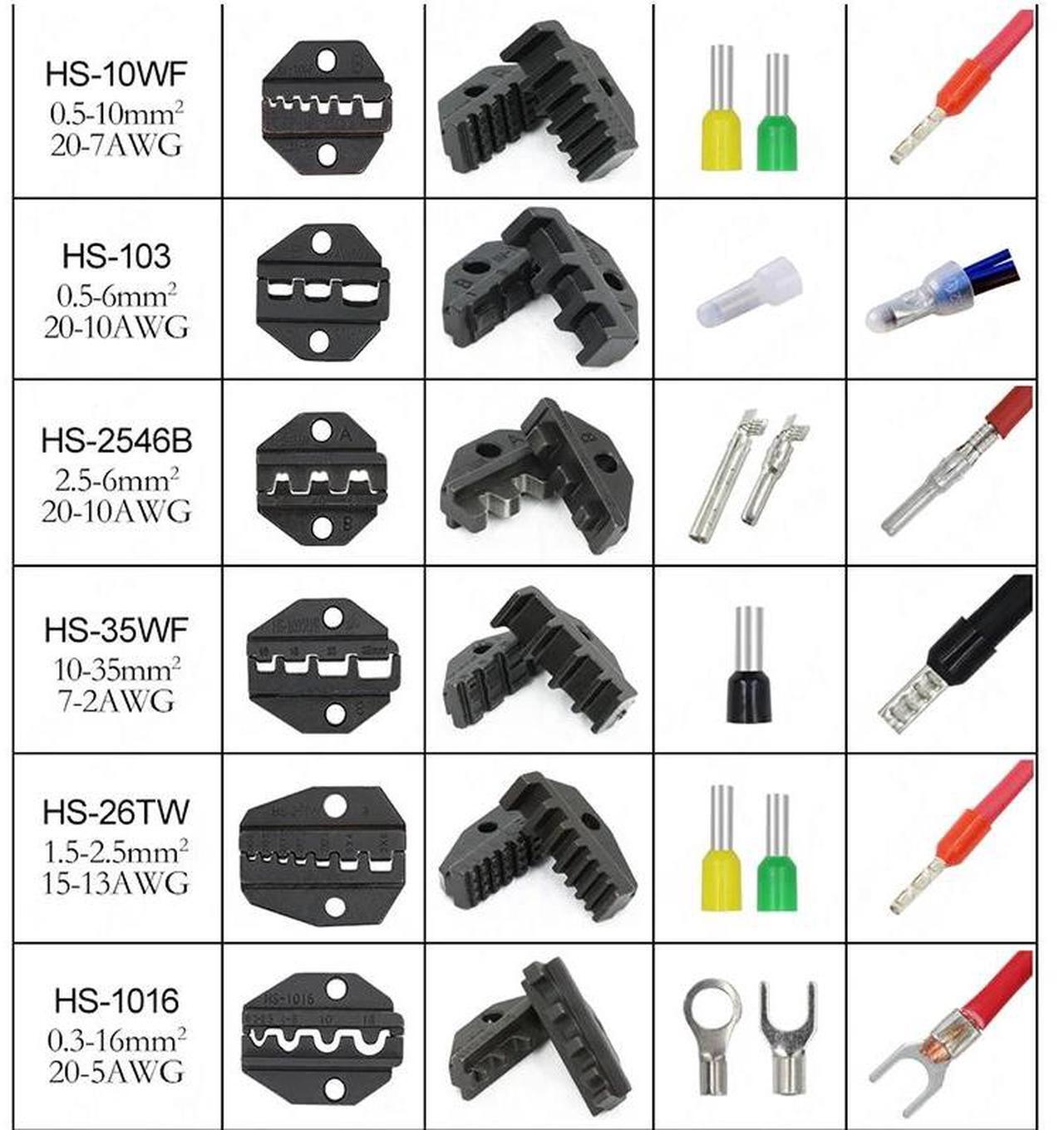 Alt view image 7 of 7 - First picture~HS Crimping pliers jaw for 230mm pliers plug spring crimping cap terminals HS-03BC/2546B/103/101 high hardness jaw tools(Sky Blue HS-08FL jaw
)