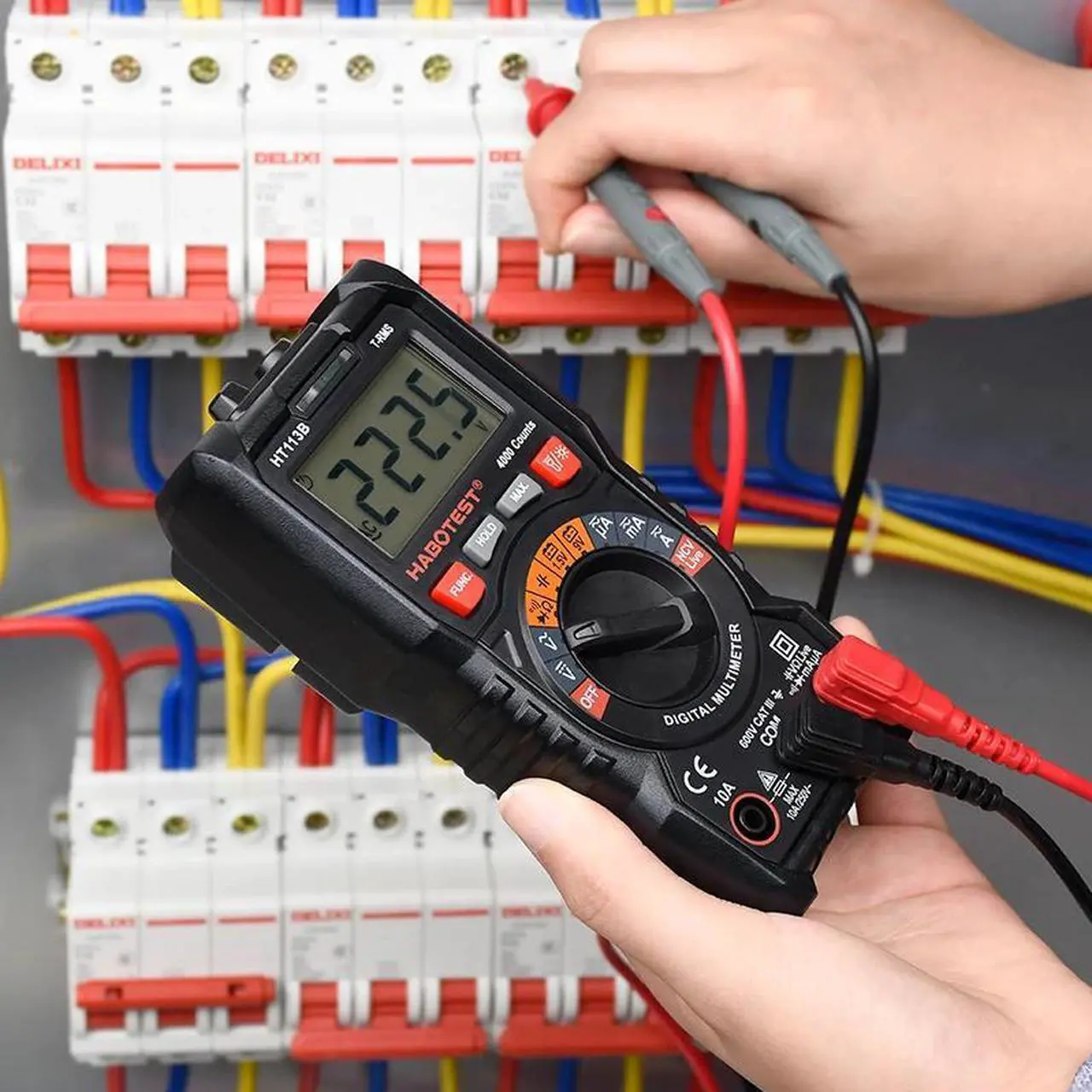 Alt view image 2 of 7 - First picture~ Handheld Digital Multimeter 600V 10A AC DC Voltage Current Ohm Hz True RMS Capacitance DMM C/F Tester Multitester(Red HT113C Auto Advance
)