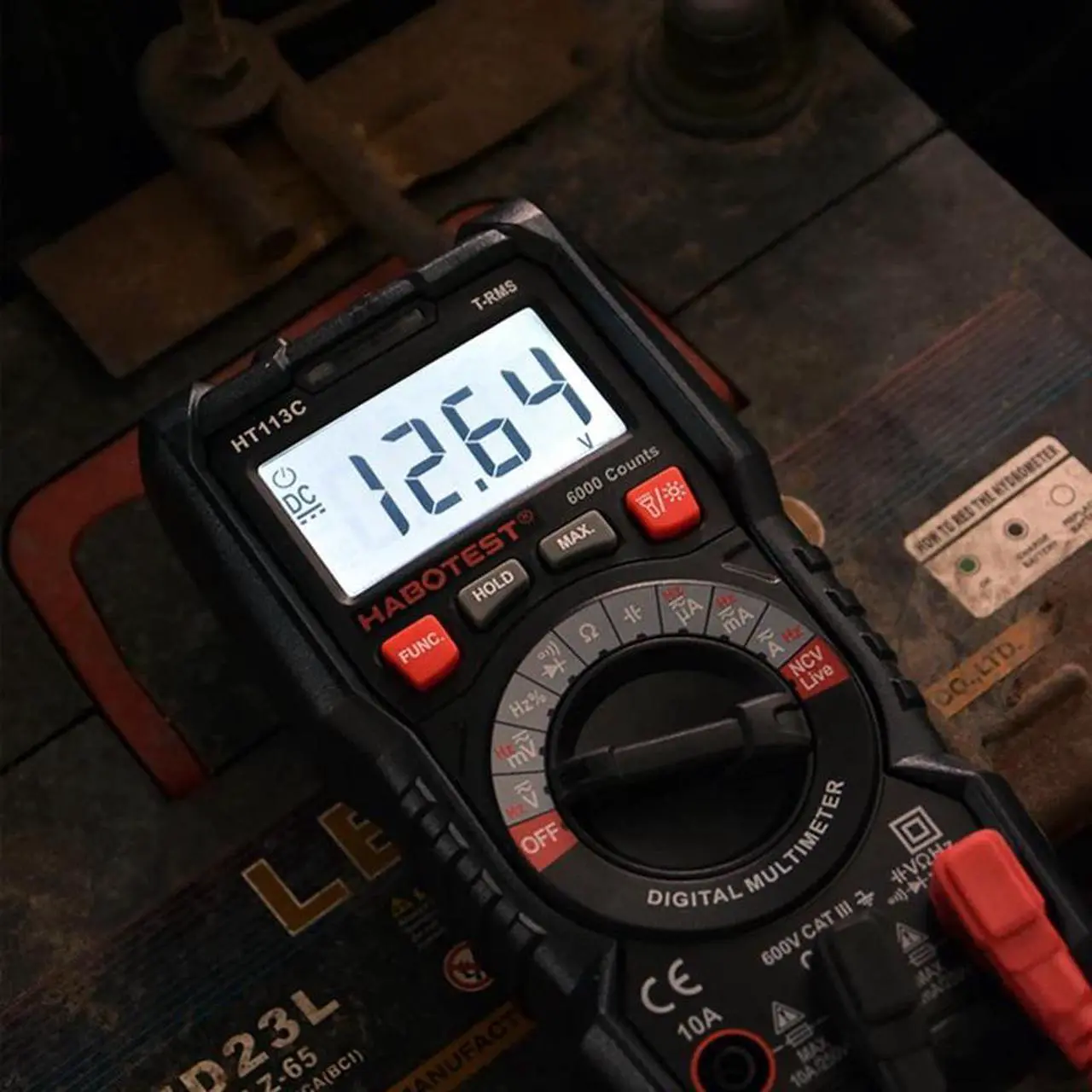 Alt view image 4 of 7 - First picture~ Handheld Digital Multimeter 600V 10A AC DC Voltage Current Ohm Hz True RMS Capacitance DMM C/F Tester Multitester(Red HT113C Auto Advance
)
