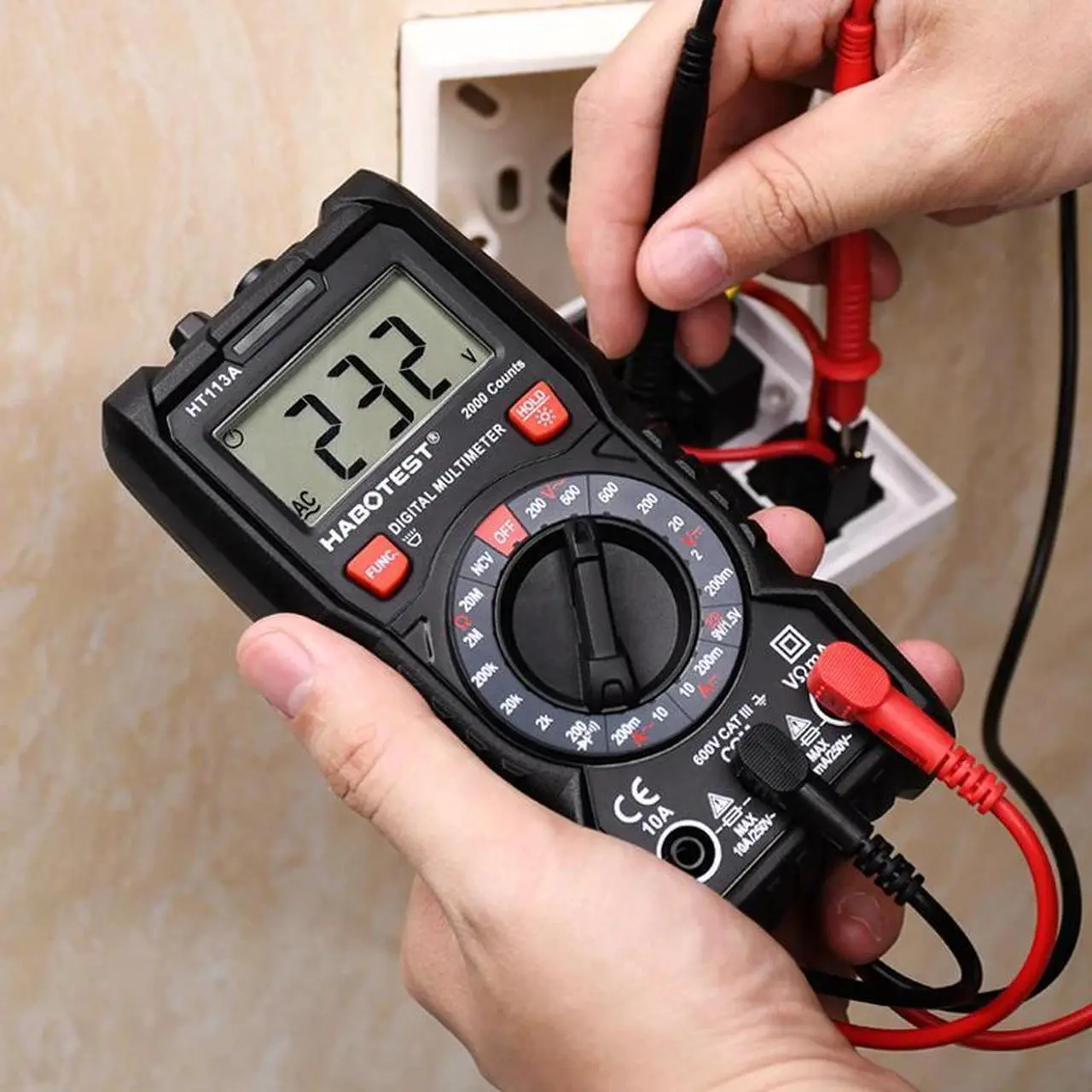 Alt view image 5 of 7 - First picture~ Handheld Digital Multimeter 600V 10A AC DC Voltage Current Ohm Hz True RMS Capacitance DMM C/F Tester Multitester(Red HT113C Auto Advance
)