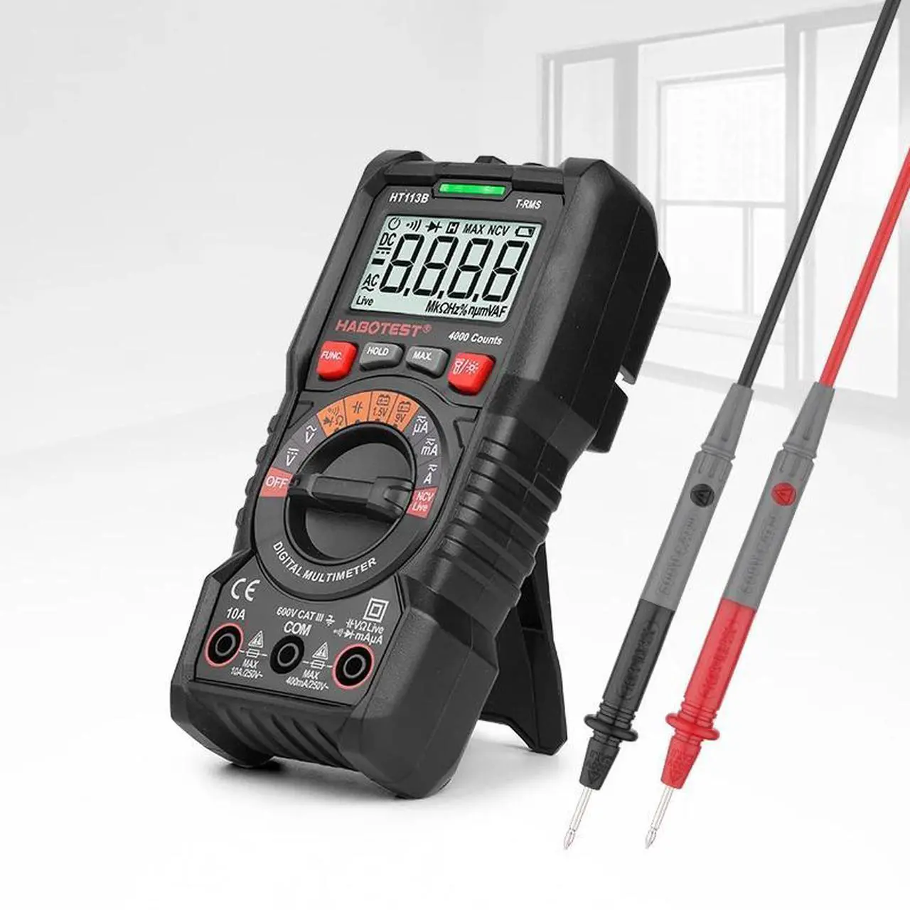 Alt view image 6 of 7 - First picture~ Handheld Digital Multimeter 600V 10A AC DC Voltage Current Ohm Hz True RMS Capacitance DMM C/F Tester Multitester(Red HT113C Auto Advance
)