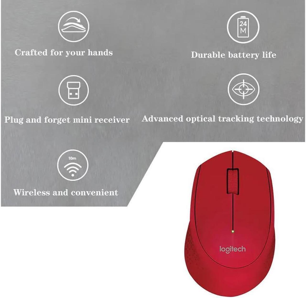 Alt view image 3 of 6 - Logitech M280 Wireless Optical Mouse 2.4GHz 3 Buttons Receiver Cordless Mice for PC Computer Office Home