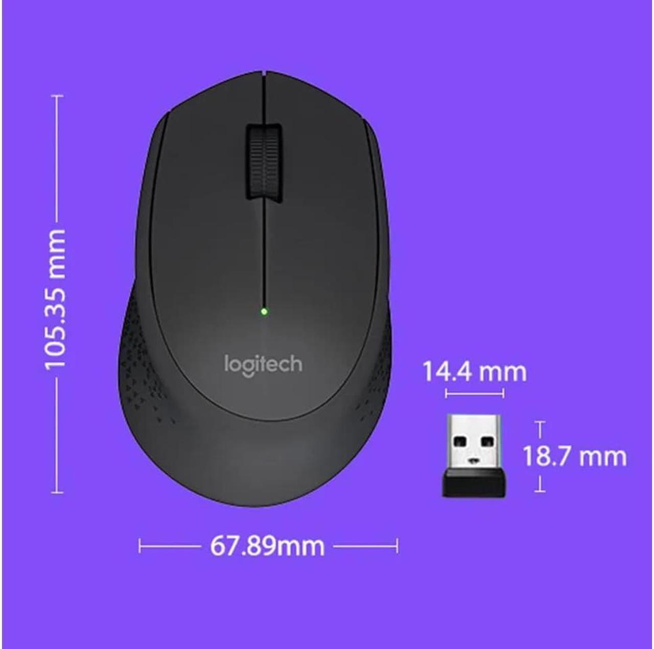 Alt view image 6 of 6 - Logitech M280 Wireless Optical Mouse 2.4GHz 3 Buttons Receiver Cordless Mice for PC Computer Office Home