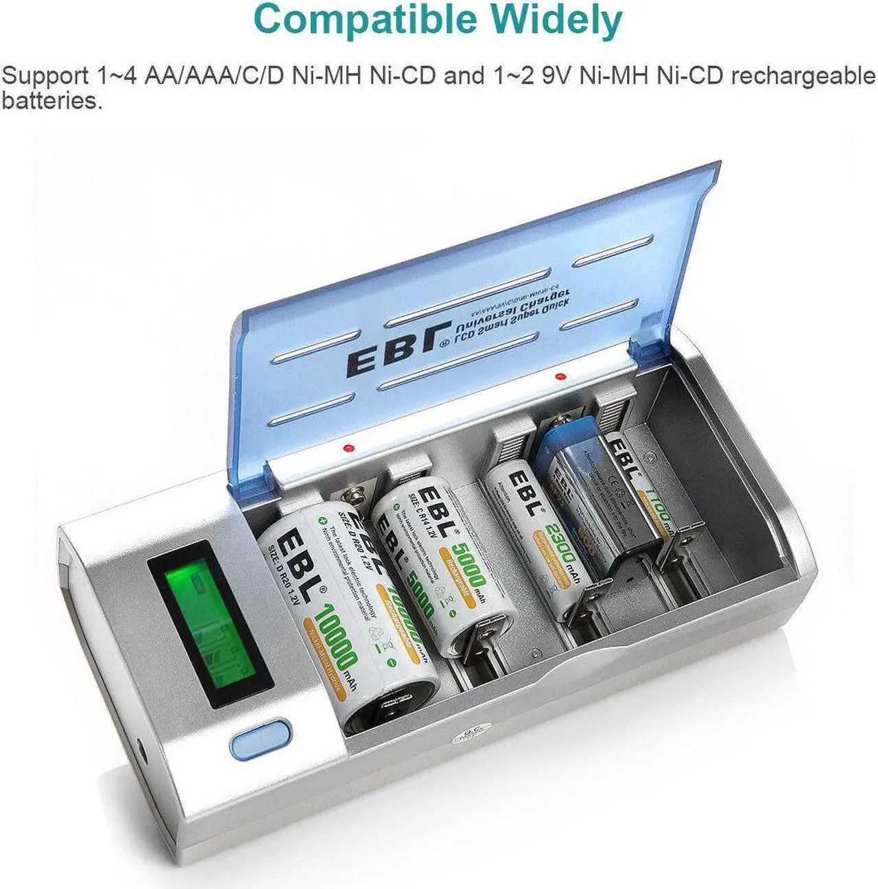 Alt view image 5 of 6 - LCD Smart Battery Charger For AAA AA C D 9V Ni-MH Ni-CD Rechargeable Batteries