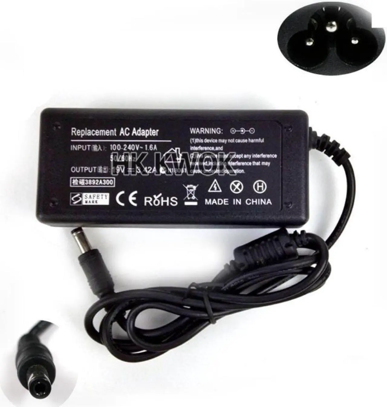 Alt view image 3 of 4 - 19V 3.42A AC Power Adapter Charger For Lenovo/Toshiba/Asus/Dell/Acer Laptop Adapter Notebook Power Supply Portable Charger