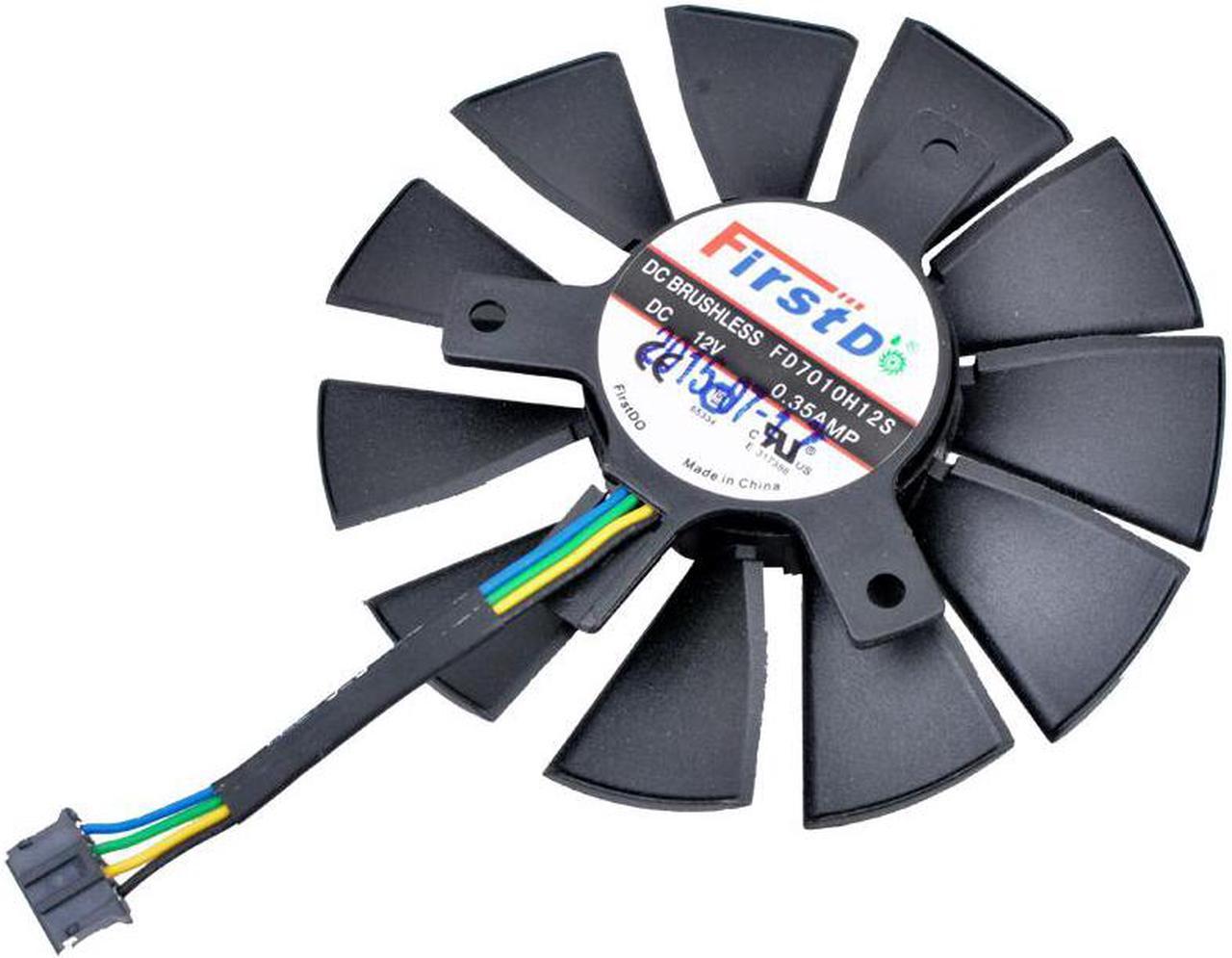 FD7010H12S DC12V 0.35A 75mm diameter, 40mm hole pitch, 4pin, cooling fan for graphics card