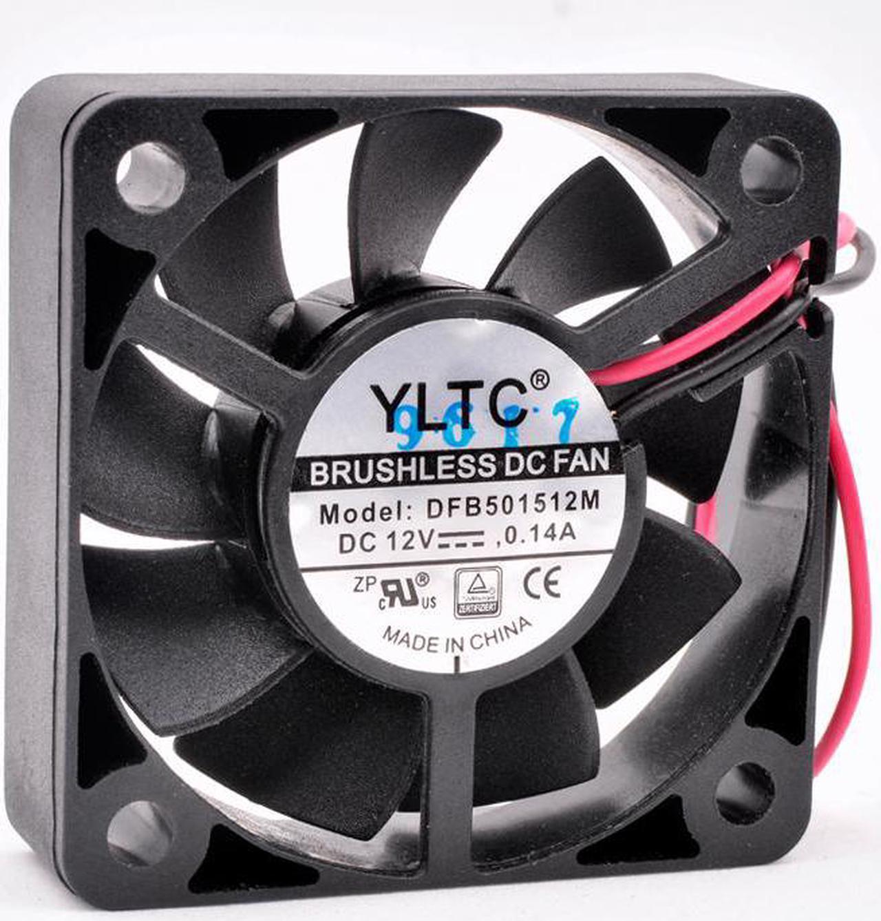 DFB501512M YLTC 5cm 50mm 50x50x15mm DC12V 0.14A 2 wires 2pin dual ball bearing cooling fan