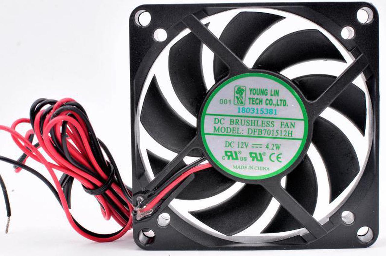 DFB701512H 7cm 70mm fan 70x70x15mm DC12V 4.2w 2 wires 2 balls Cooling fan with large air volume for chassis power supply