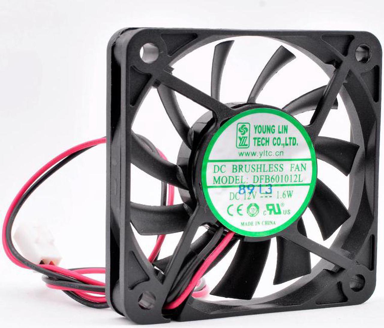 DFB601012L 6cm 60mm fan 60x60x10mm DC12V 1.6W 2pin 2 ball bearings suitable for chassis power charger cooling fan