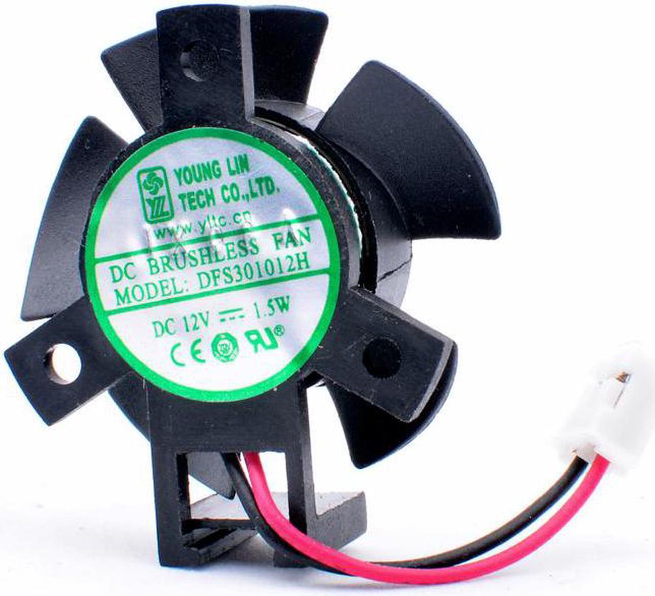 DFS301012H DC12V 1.5W Diameter 27mm hole pitch 19x19x19mm 2 wires cooling fan for soft router heat sink aluminum LED car lights