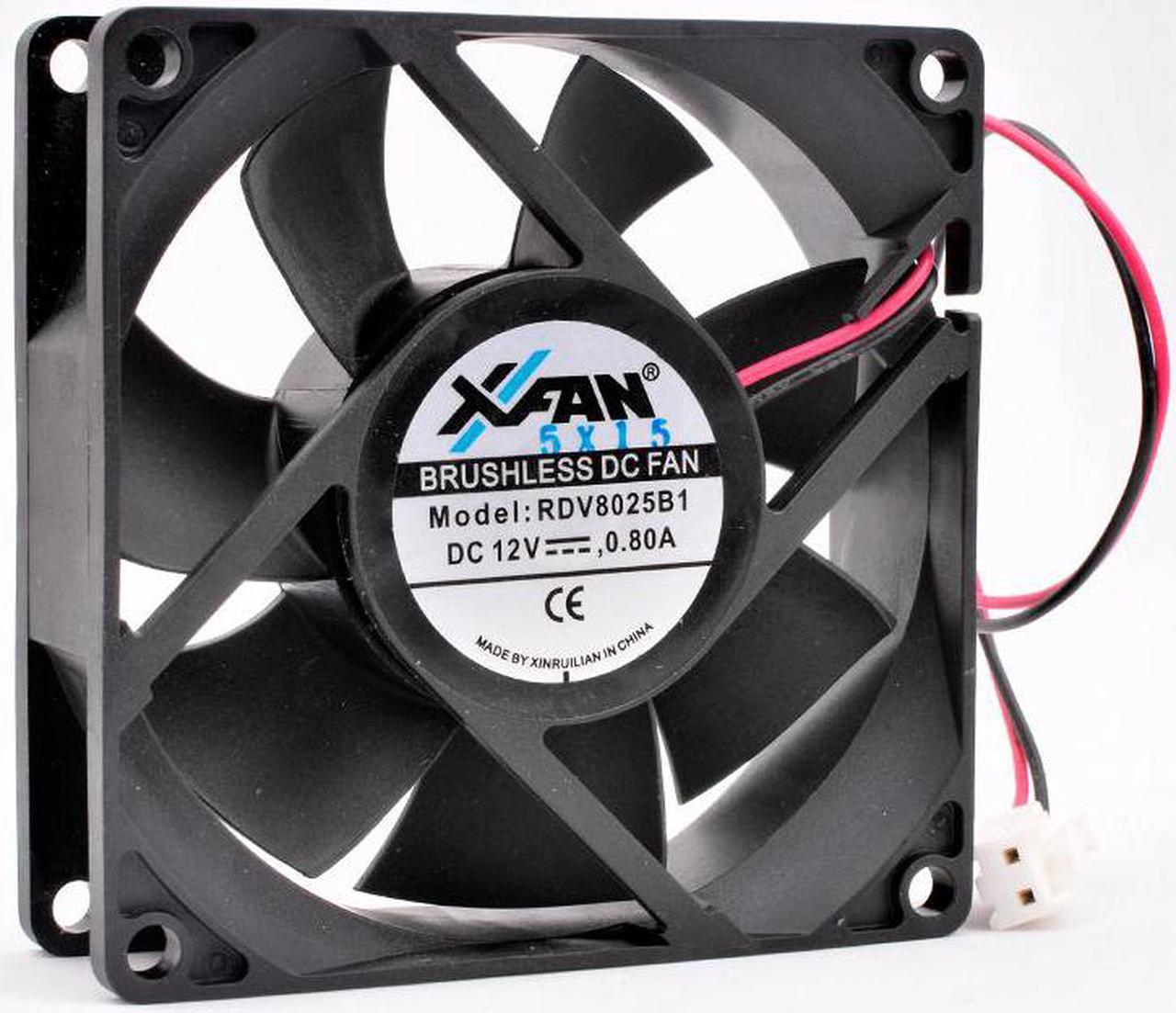 RDV8025B1 8cm 80mm 80x80x25mm 12V 0.80A 2 wires 2pin double balls high-volume cooling fan for power supply