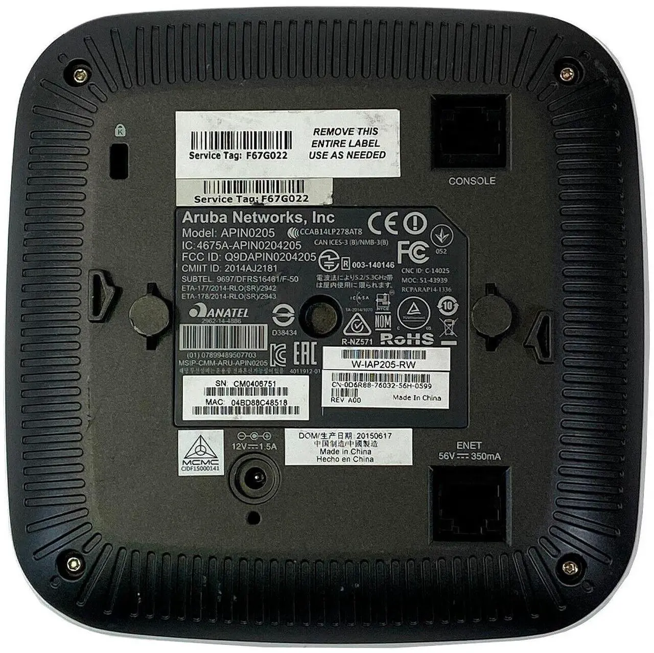 Alt view image 4 of 4 - Dell APIN0205 Aruba Networks Instant Dual Band Access Point Wi-Fi