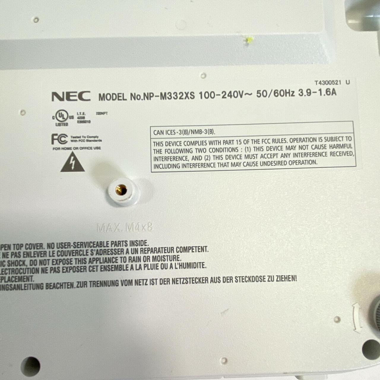 Alt view image 5 of 5 - NEC NP-M332XS DLP Projector Short-Throw 3300 Lumens 3D NP30LP USB HDMI w/Bundle