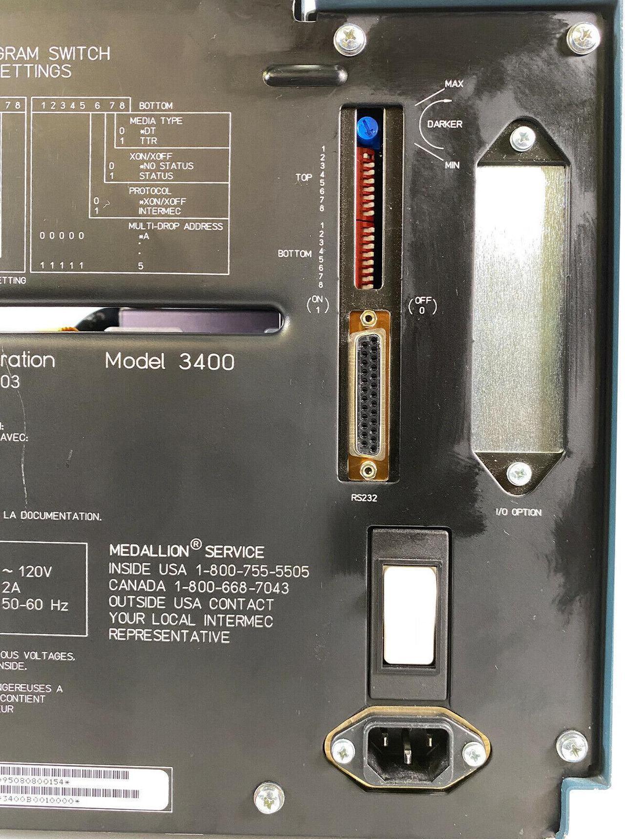 Alt view image 6 of 7 - Intermec 3400 3400B0010000 Direct Thermal Label Printer for Shop Store Kiosk with Power Cord