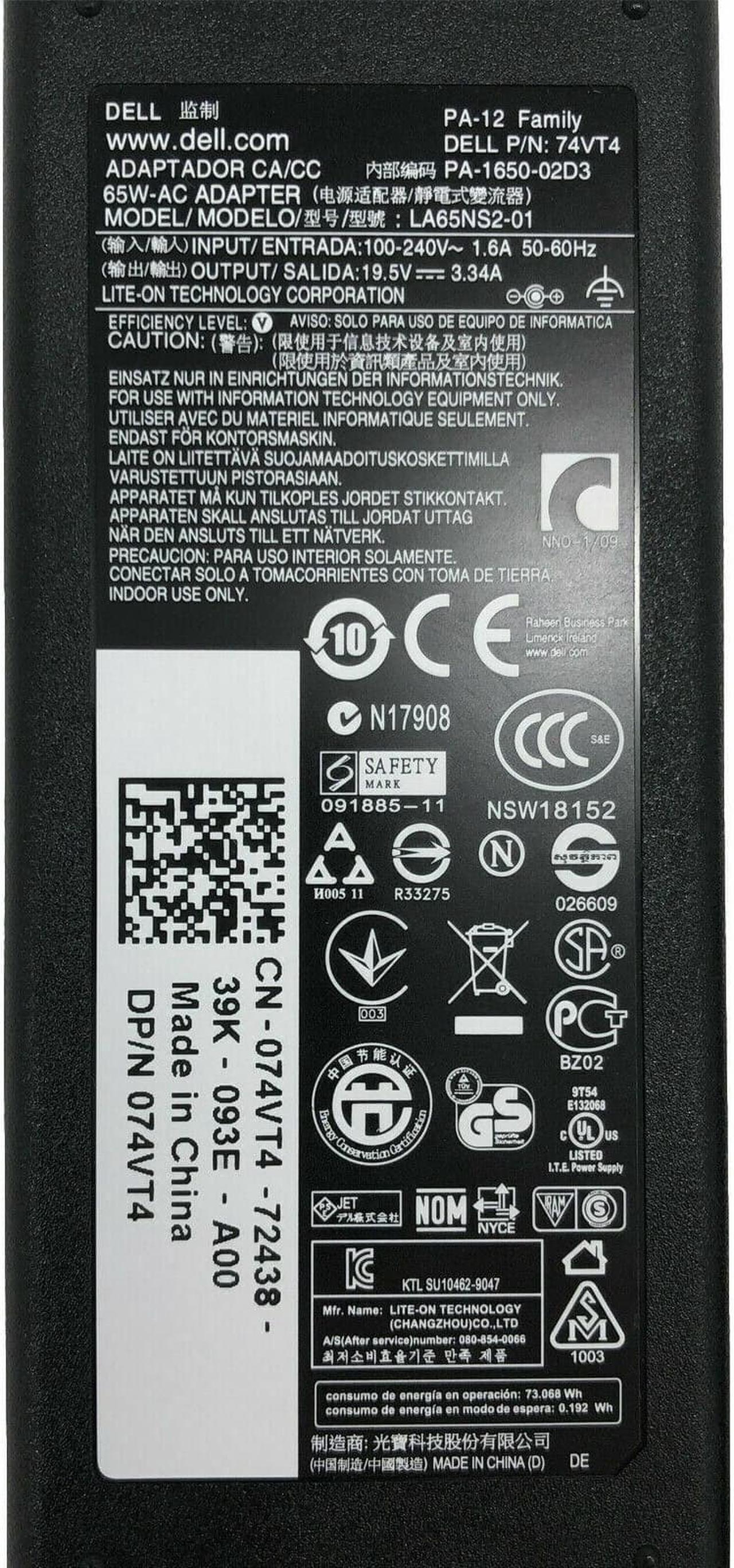 Alt view image 4 of 4 - Genuine Dell AC Adapter For Inspiron 11 3147 3148 Laptop Charger 65W w/PC OEM