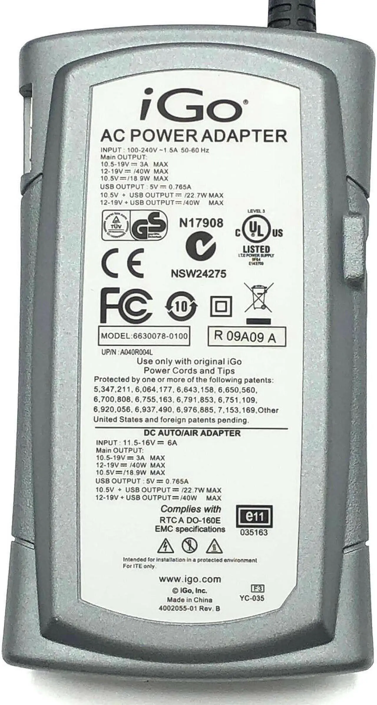 Alt view image 6 of 6 - Genuine iGO 6630078-0100 AC/DC Power Supply Adapter Laptop Charger OEM w/PCord